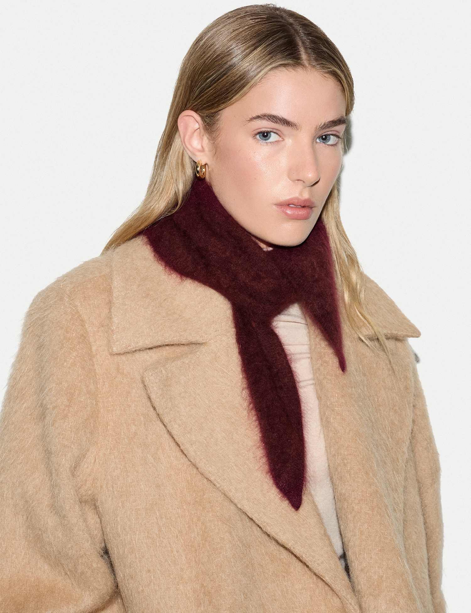Jigsaw Pure Cashmere Textured Triangle Scarf Burgundy