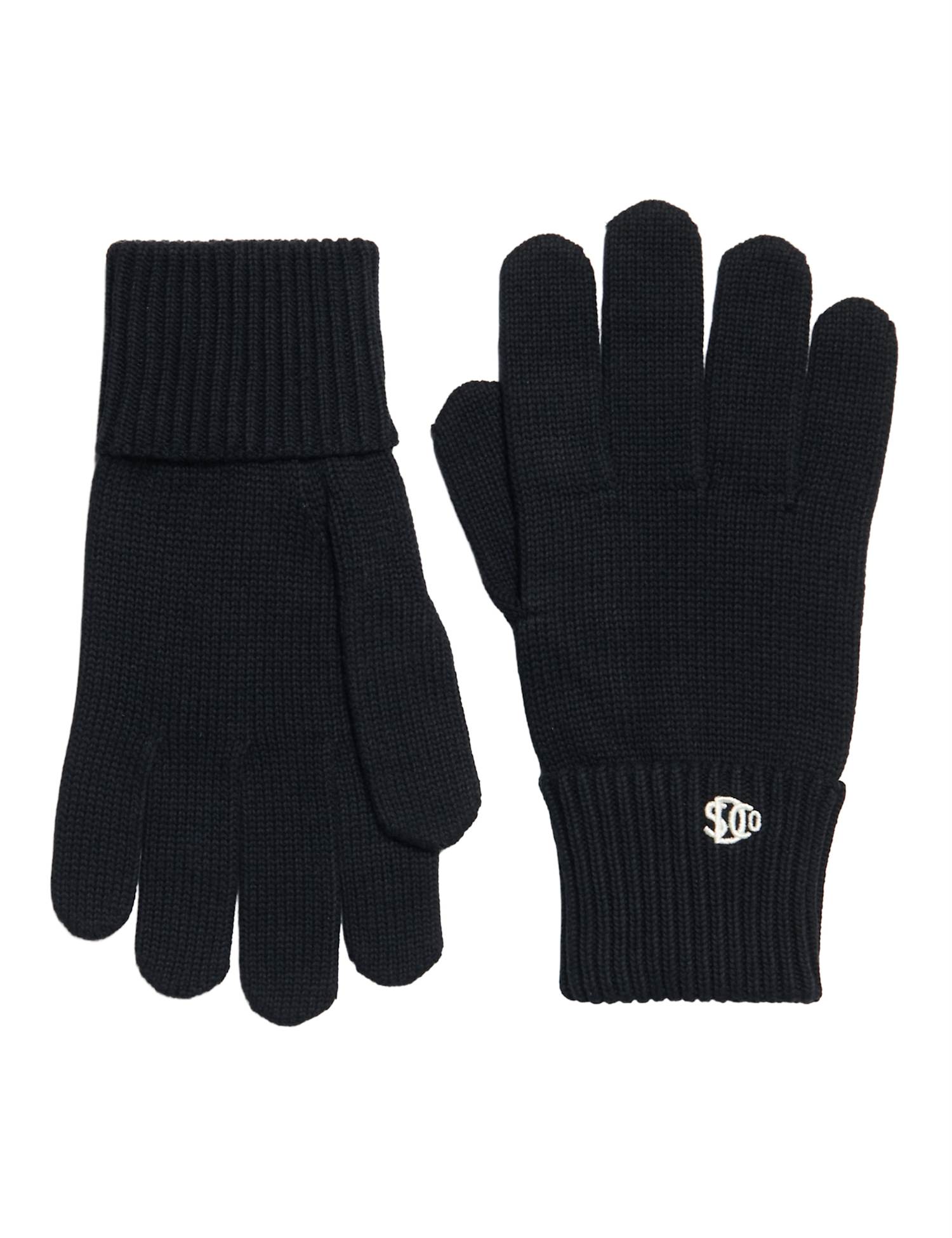 Superdry & Co Pure Cotton Knitted Logo Gloves Black