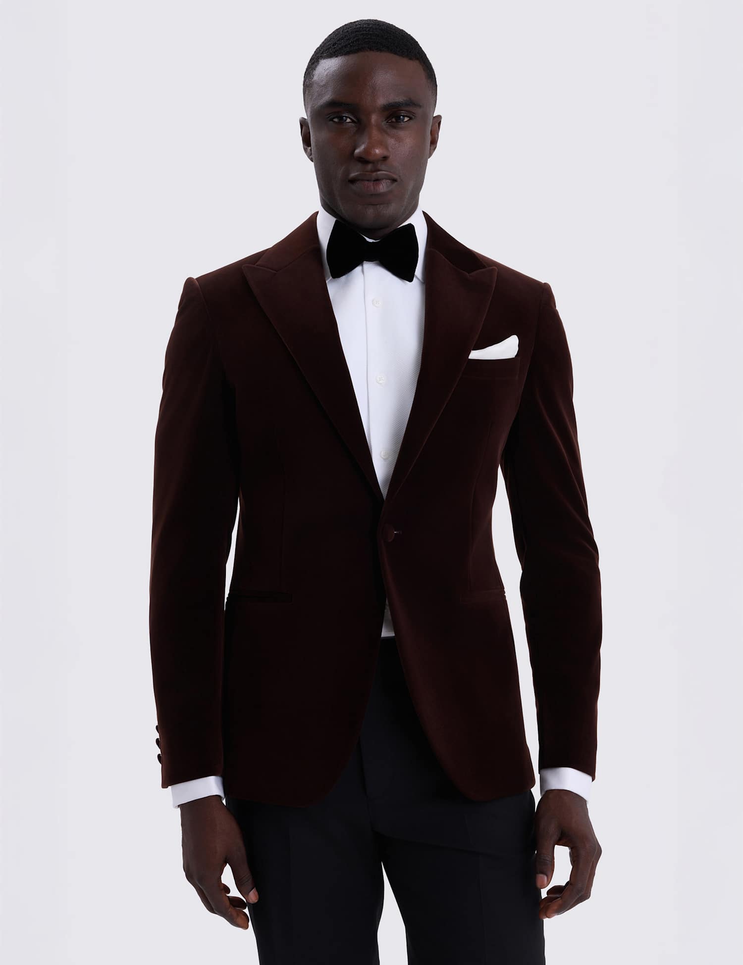 MOSS Slim Fit Velvet Suit Jacket Brown
