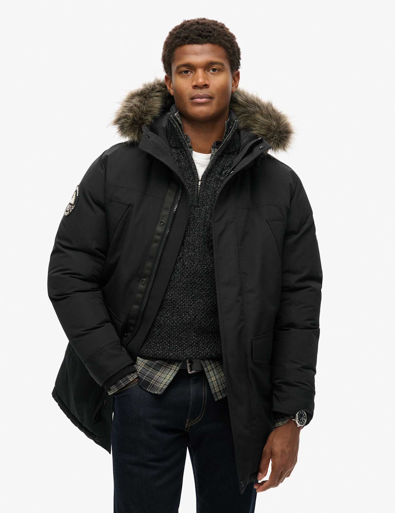 Superdry & Co Hooded Padded Parka Jacket Black