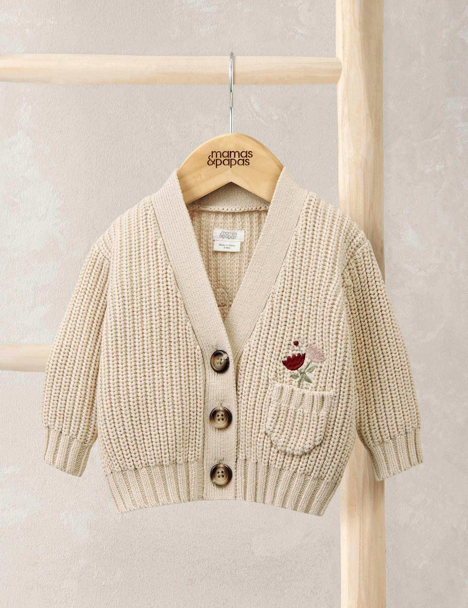 Mamas & Papas Pure Cotton Knitted Cardigan (0-3 Yrs) Cream Mix