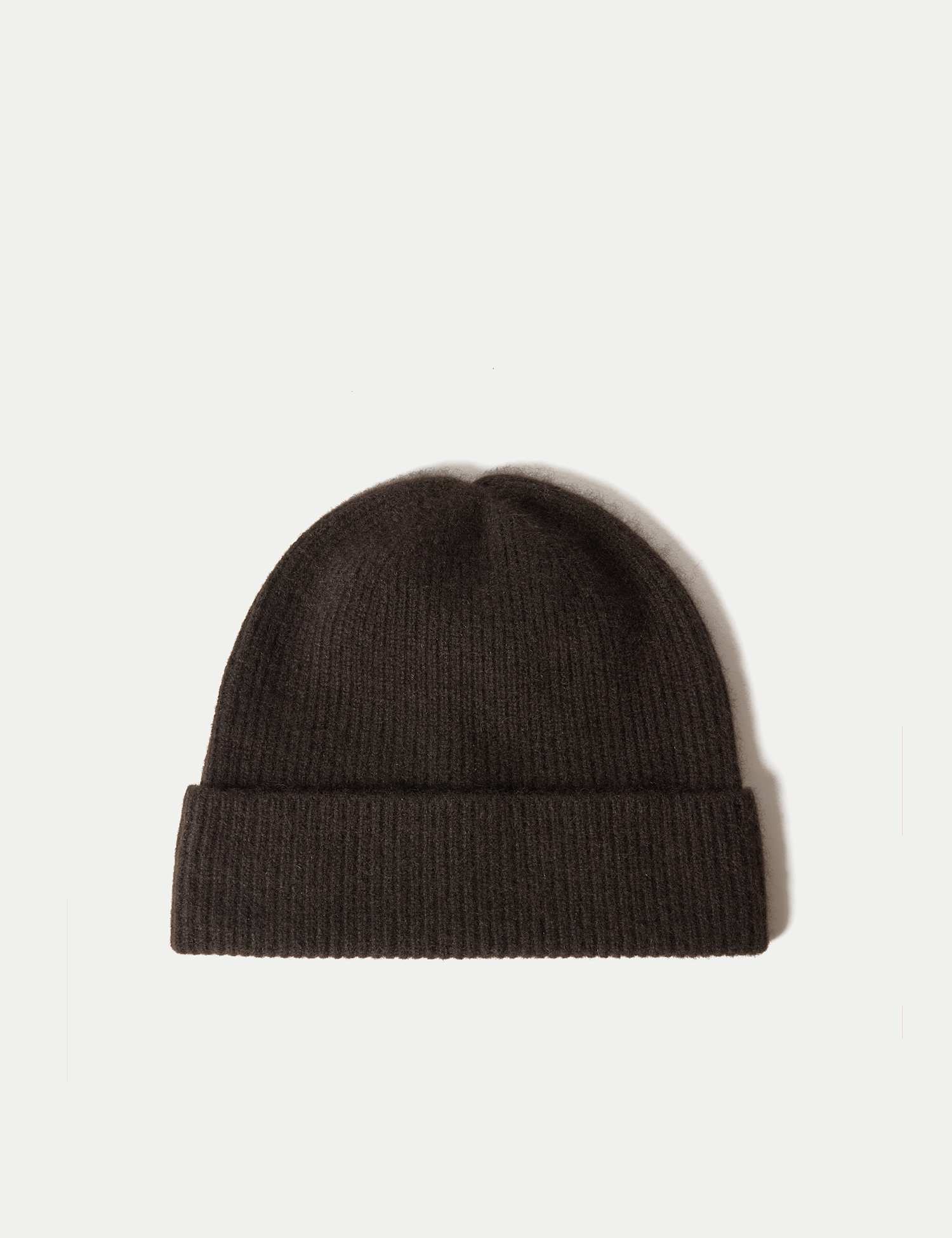 Jigsaw Pure Cashmere Rib Beanie Hat Dark Brown