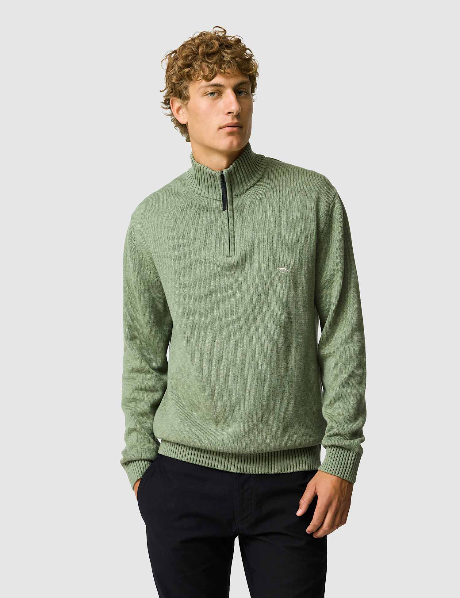 Rodd & Gunn Merrick Bay Pure Cotton Half Zip Jumper Green