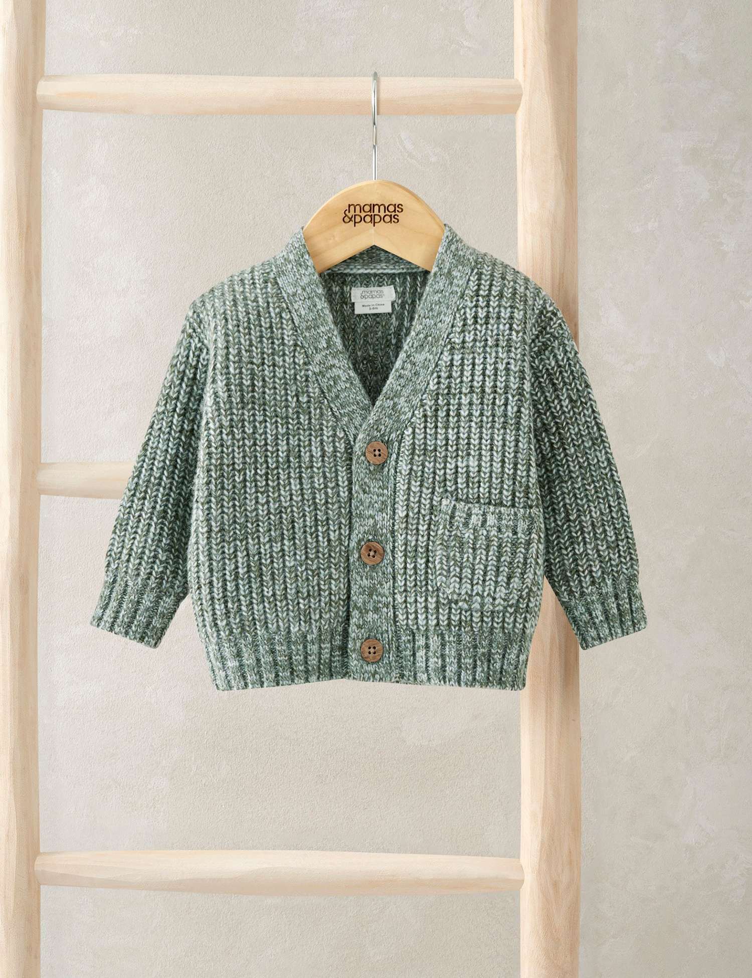 Mamas & Papas Cotton Blend Chunky Knit Cardigan (0 Mths-3 Yrs) Grey
