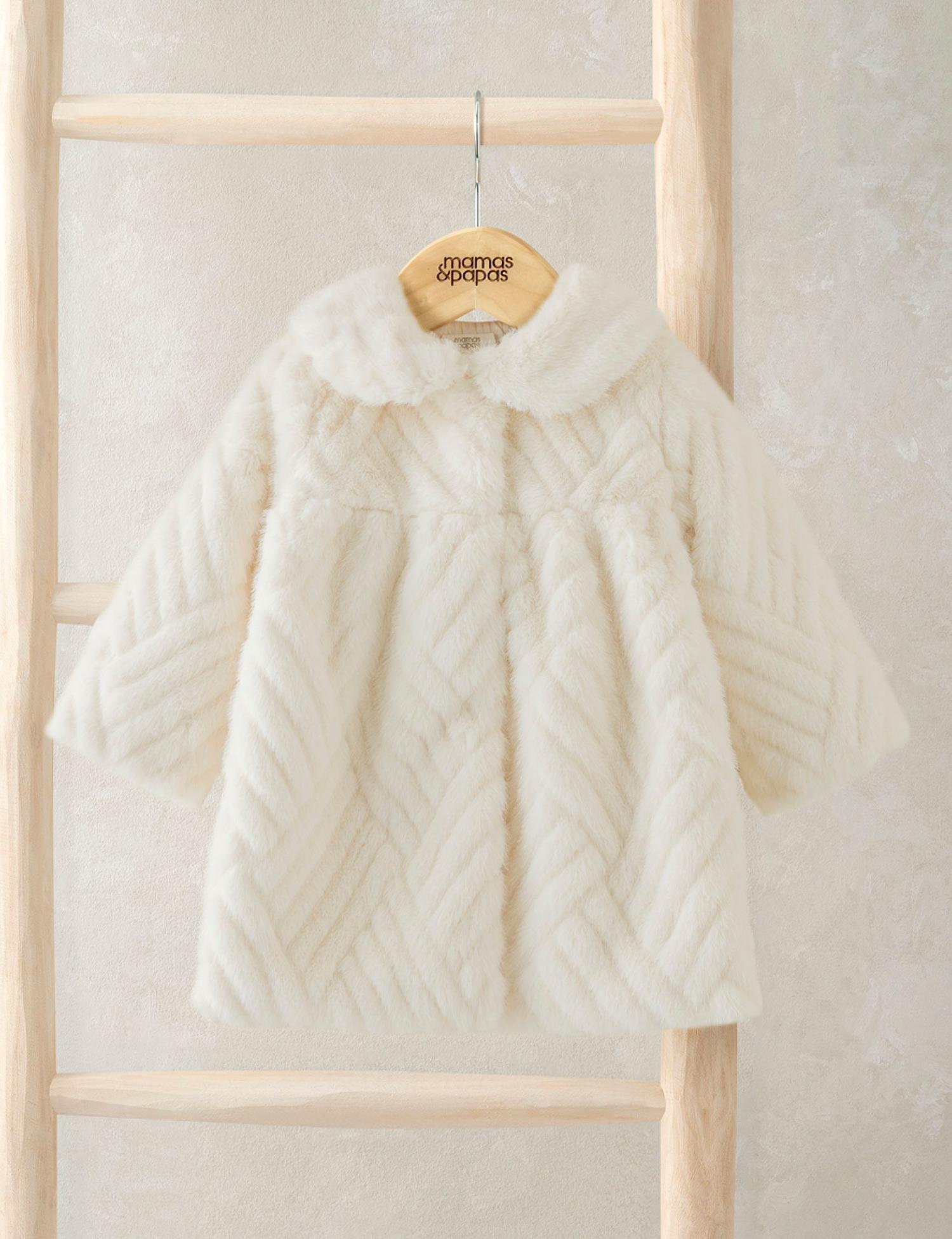 Mamas & Papas Faux Fur Coat (3 Mths-3 Yrs) Cream