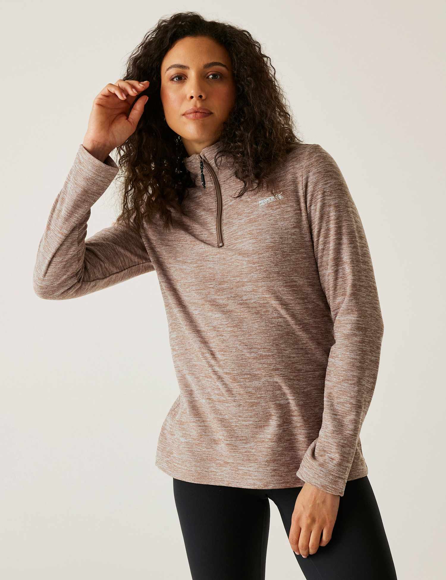 Regatta Sweethart Marl Funnel Neck Half Zip Fleece Brown Mix
