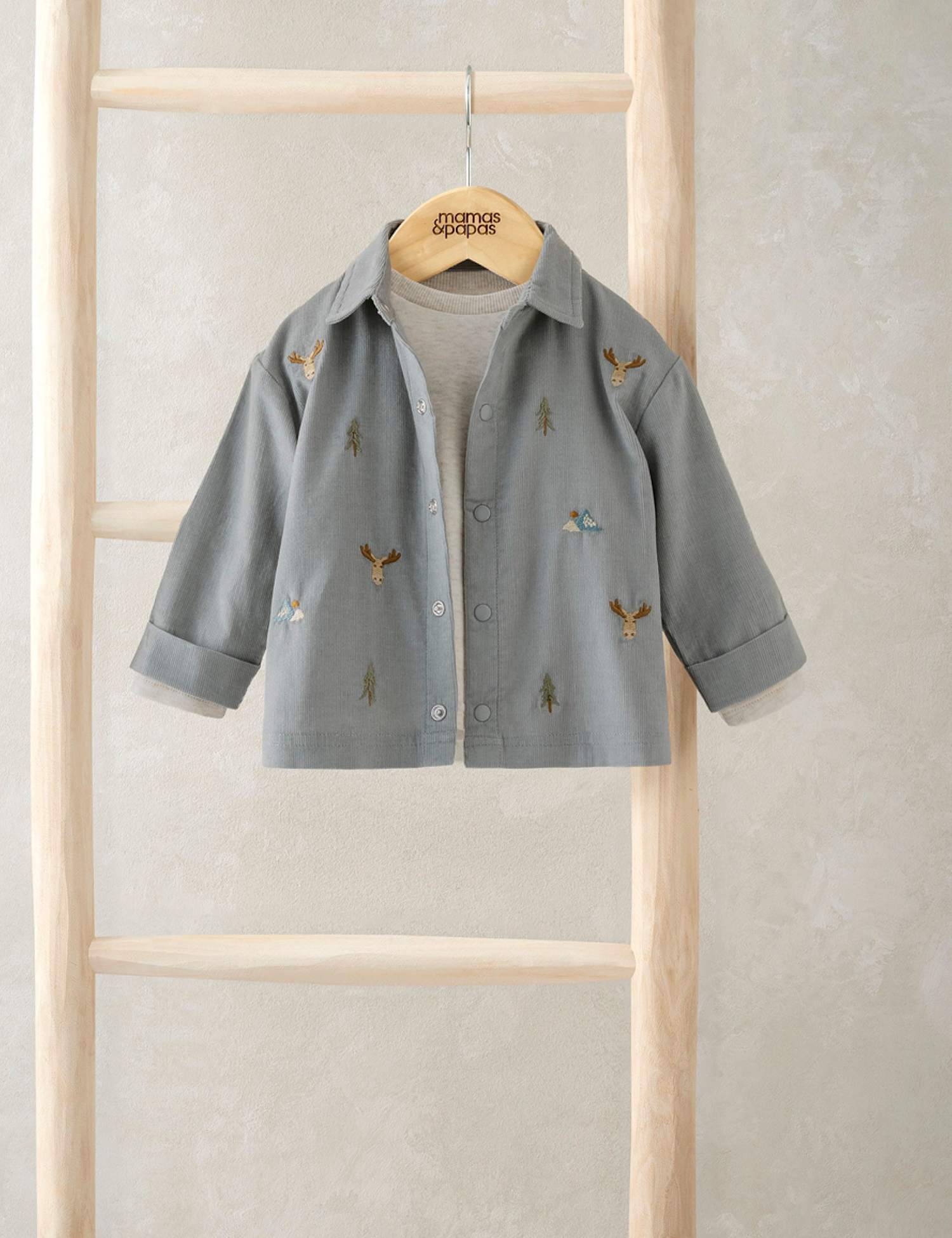 Mamas & Papas Pure Cotton Cord Shirt & T-Shirt Set (0-3 Yrs) Blue