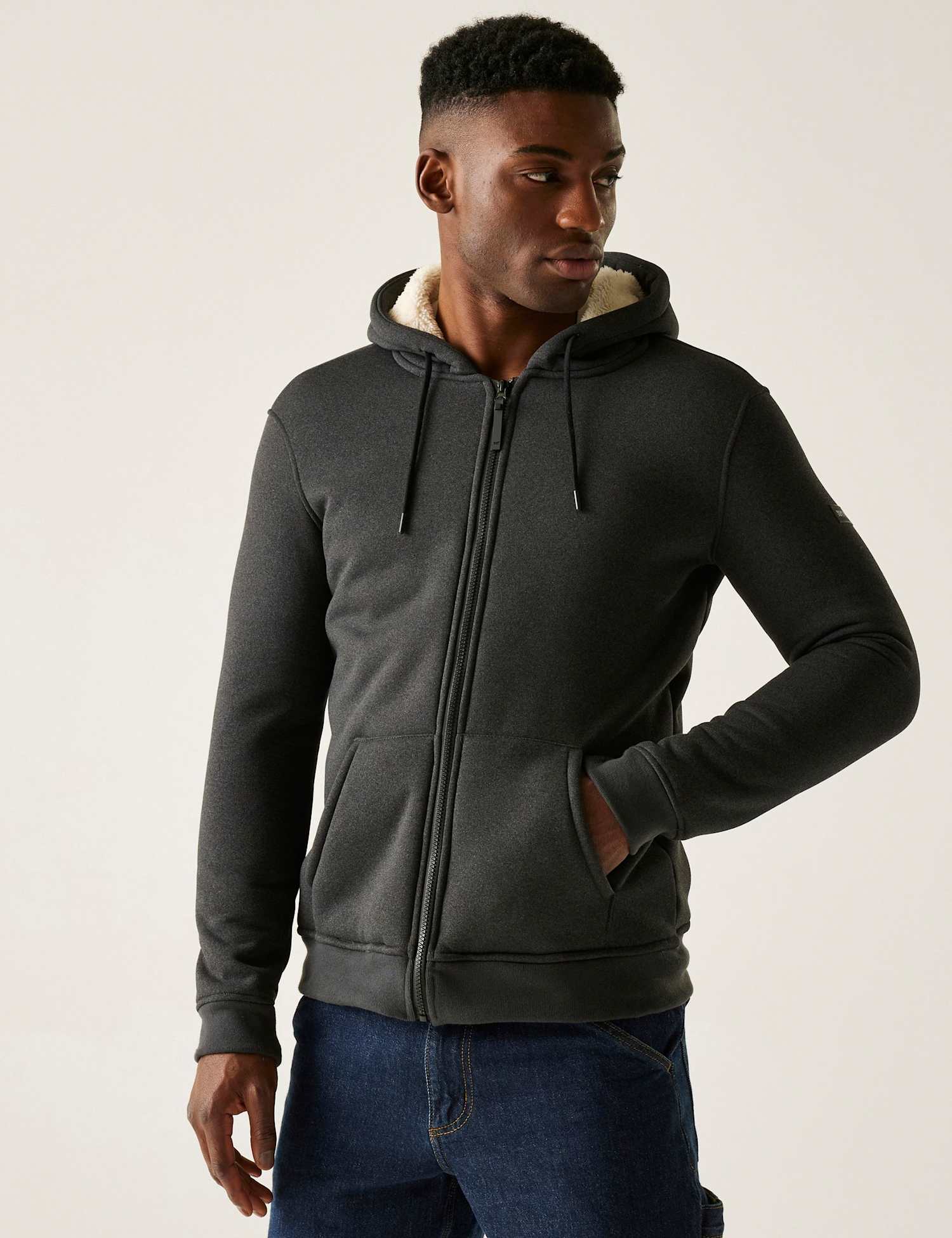Regatta Naddle Jersey Fleece Lined Zip Up Hoodie Black