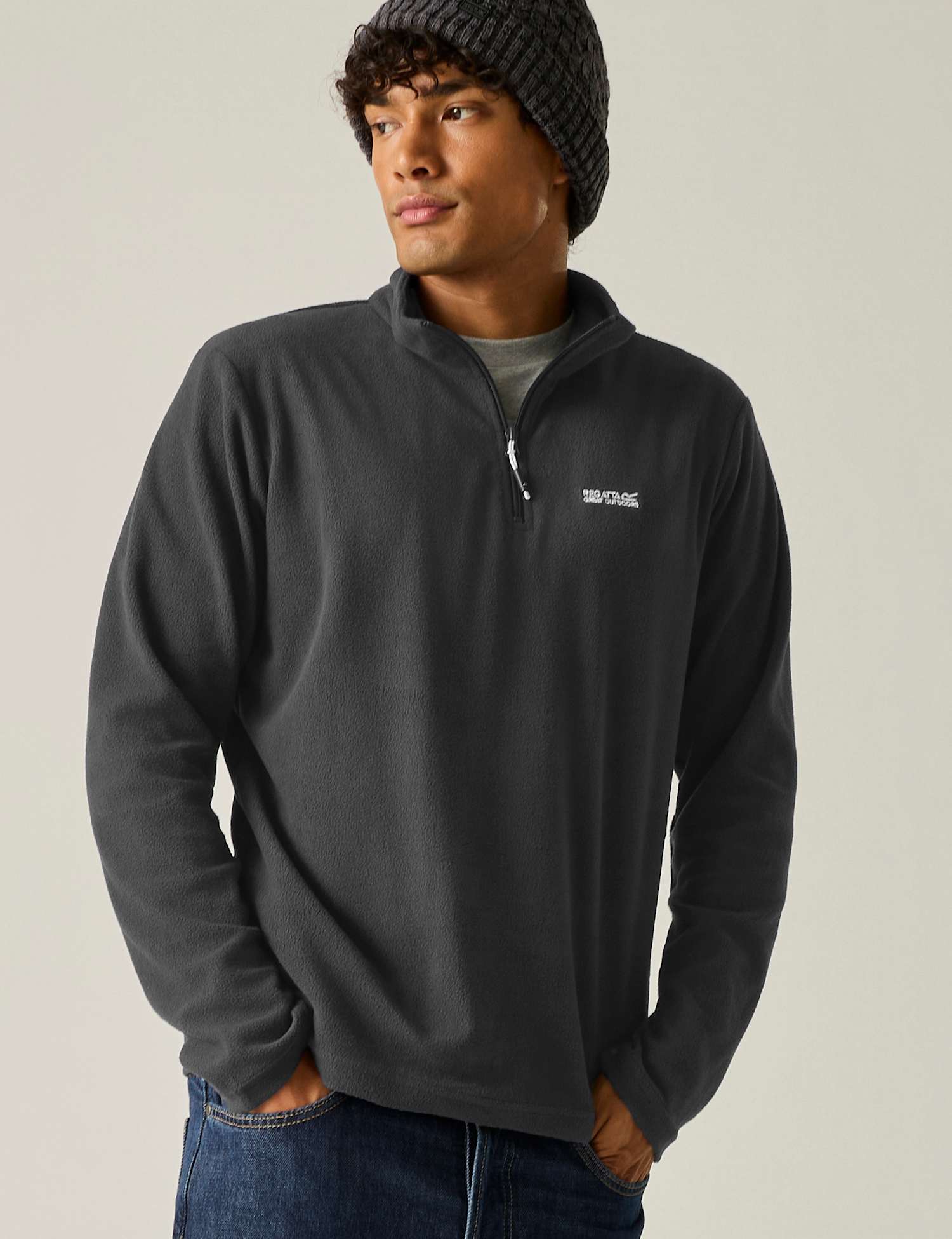 Regatta Thompson Half Zip Funnel Neck Fleece Dark Grey
