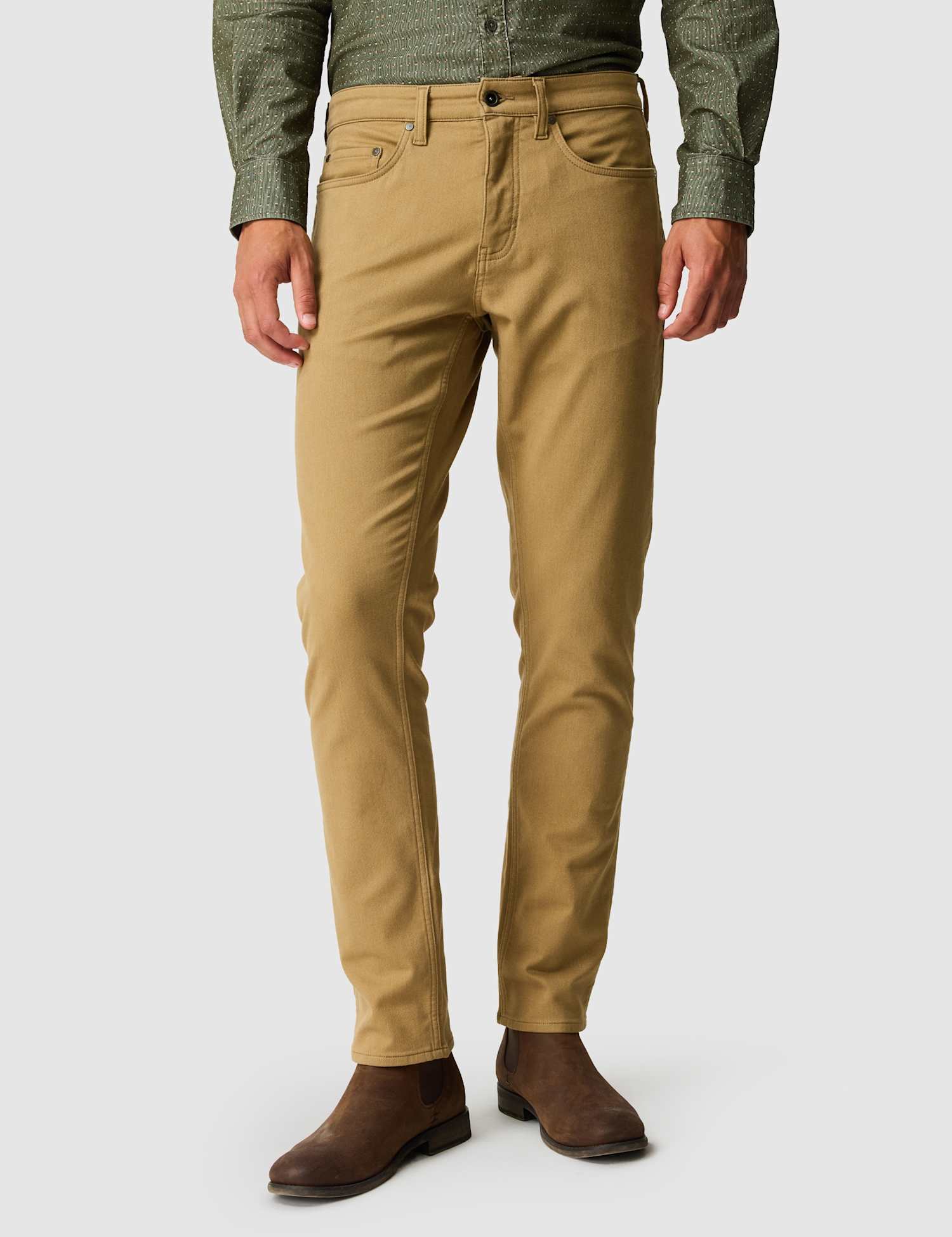 Rodd & Gunn Motion Melange Straight Fit 5 Pocket Jeans Camel