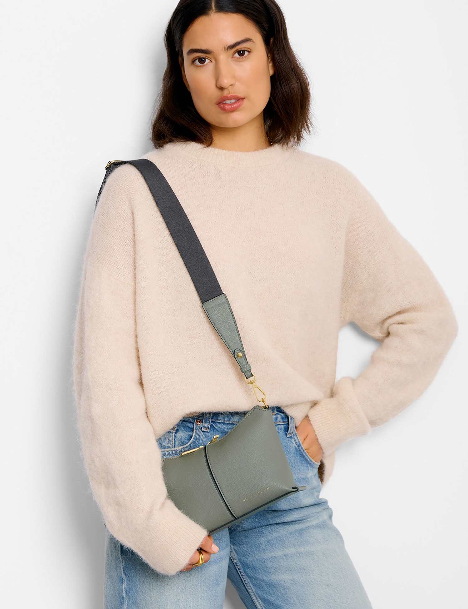 Katie Loxton Faux Leather Cross Body Bag Green Mix