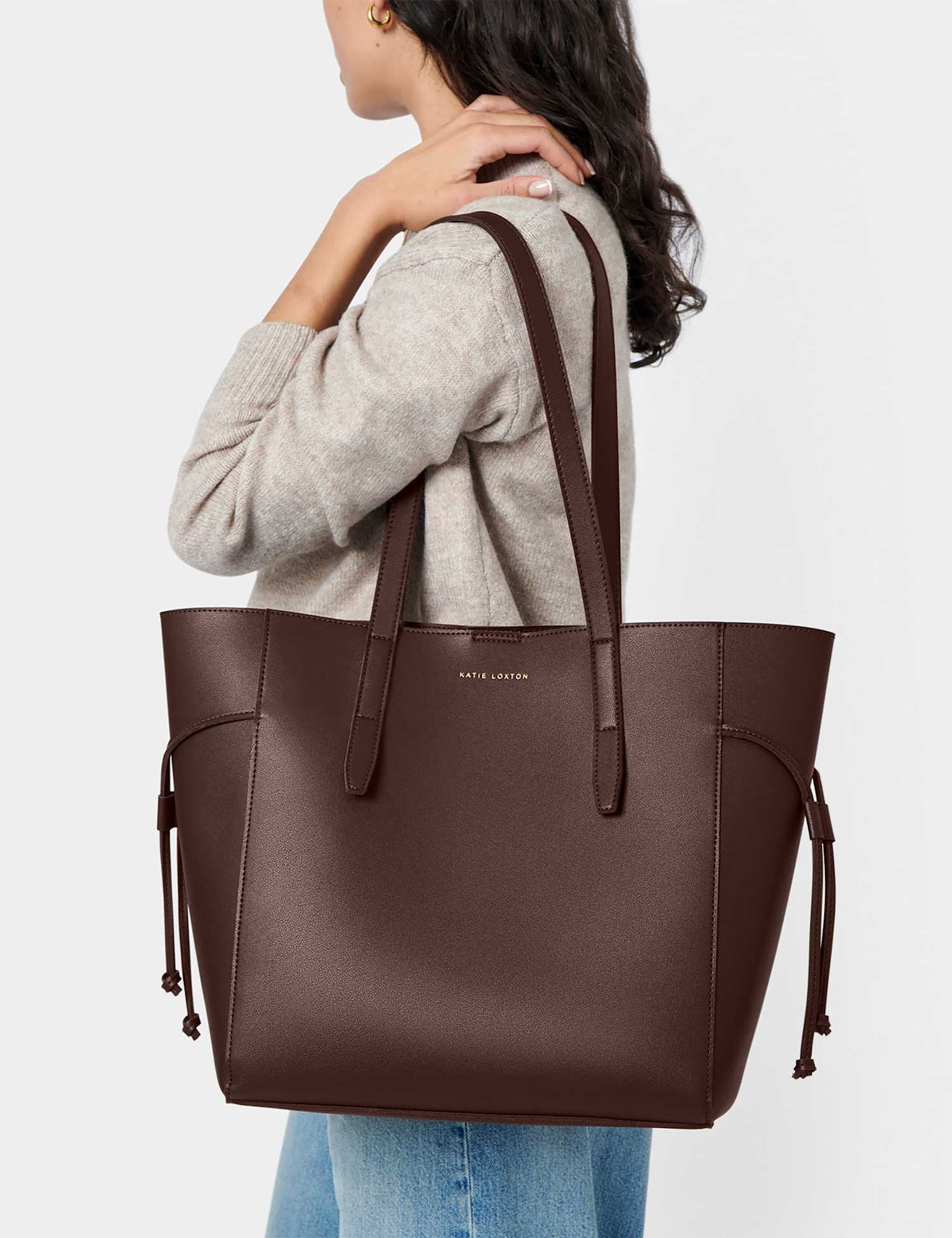 Katie Loxton Faux Leather Tote Bag Chocolate