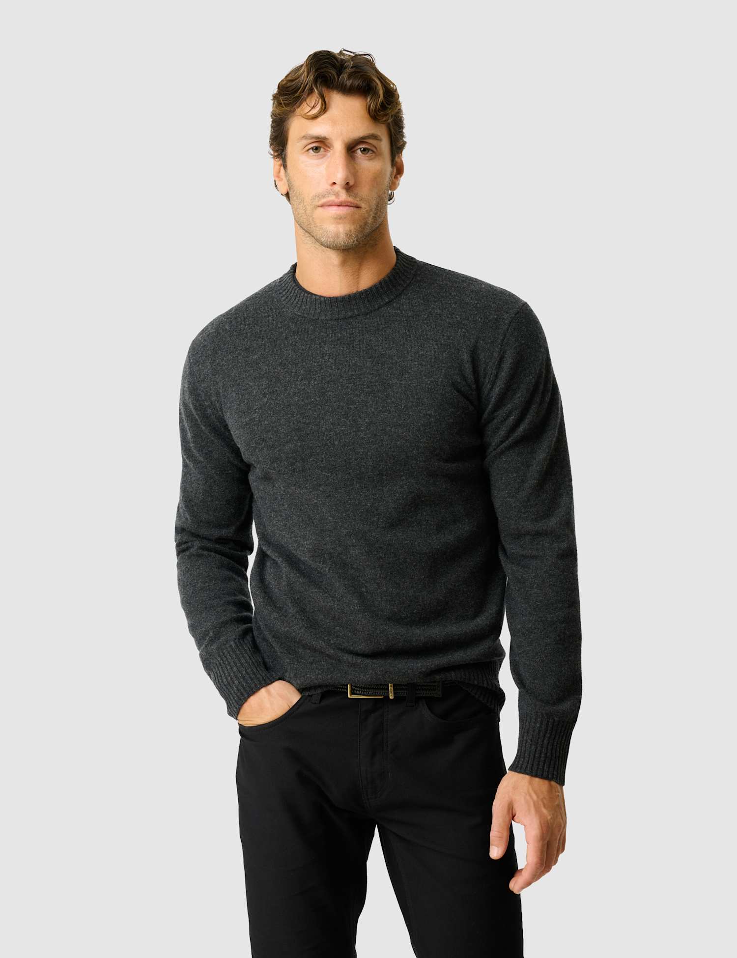 Rodd & Gunn Wool and Cashmere Blend Crew Neck Jumper Charcoal