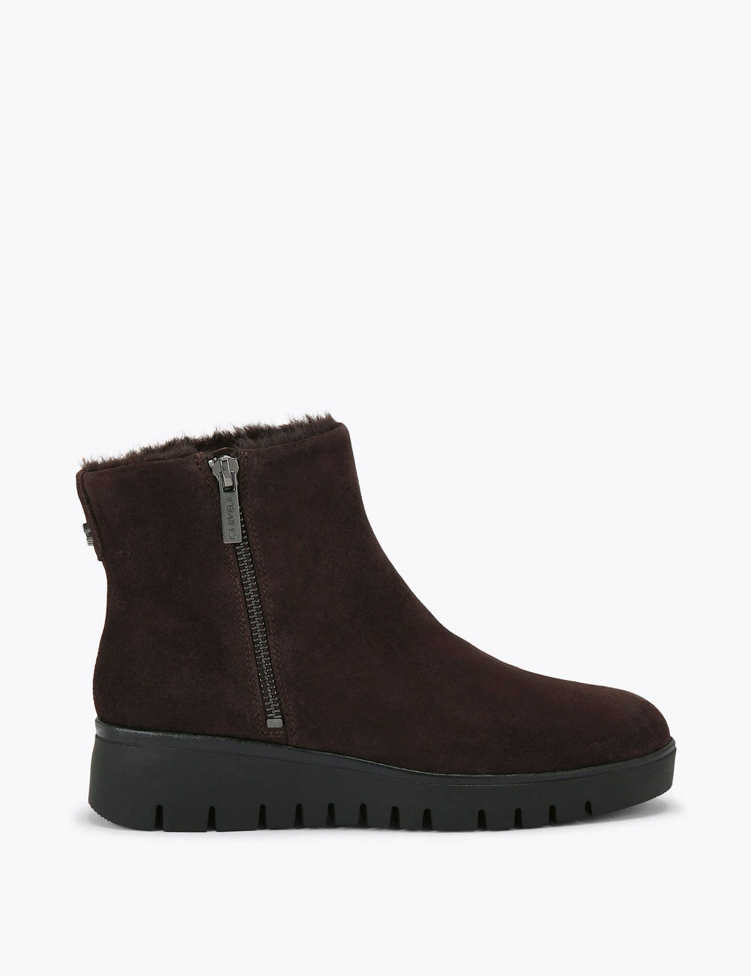 Carvela Suede Flatform Round Toe Ankle Boots Brown