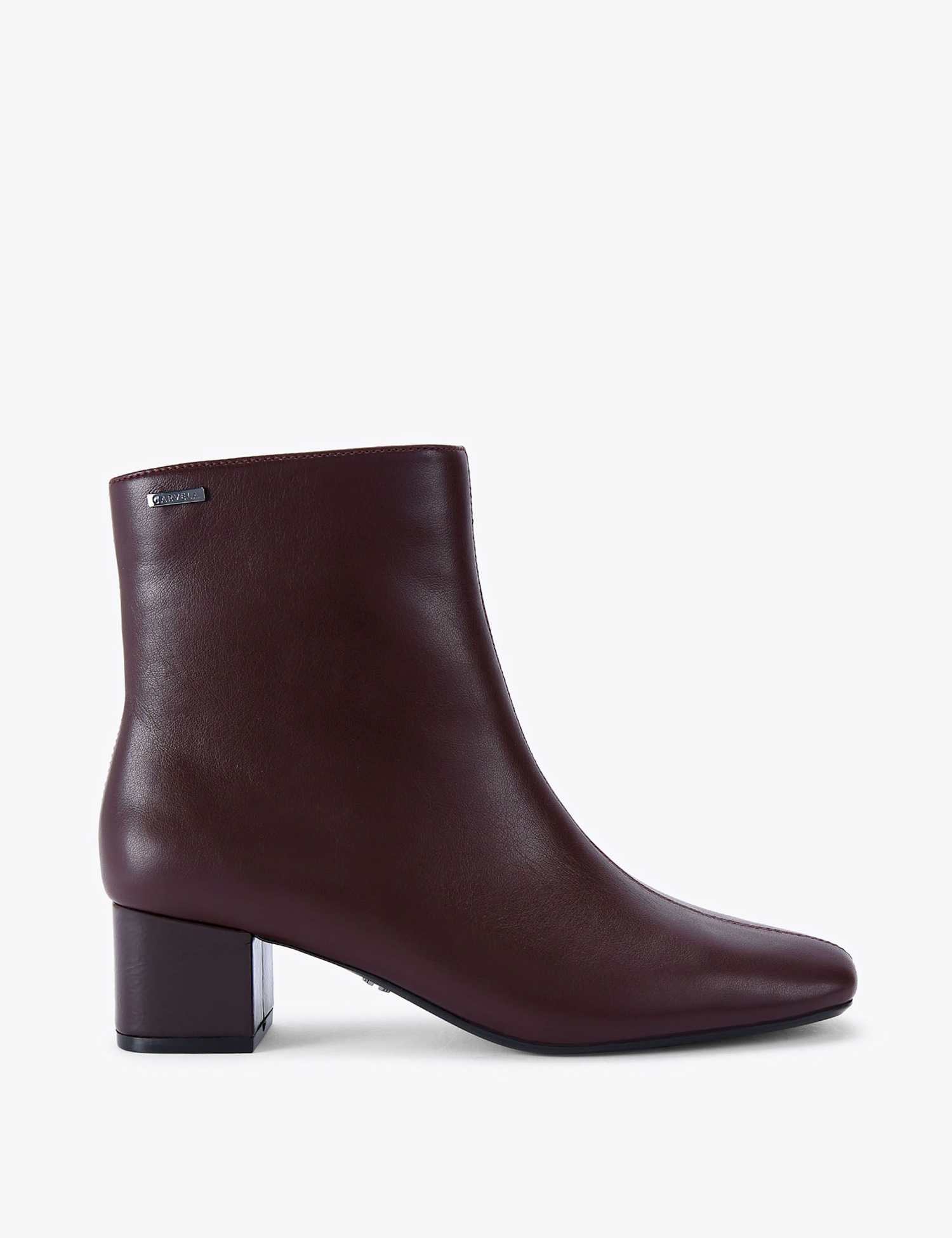 Carvela Block Heel Square Toe Ankle Boots Burgundy