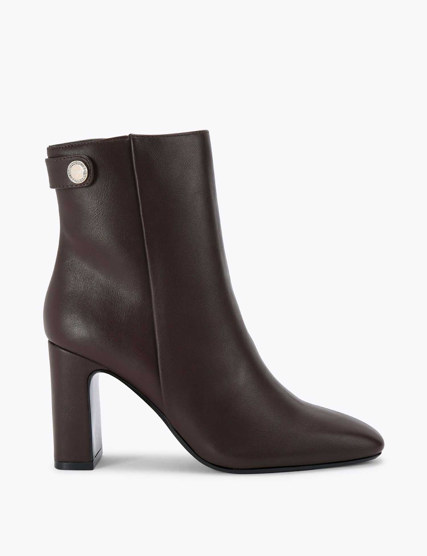 Carvela Wide Fit Block Heel Square Toe Ankle Boots Brown