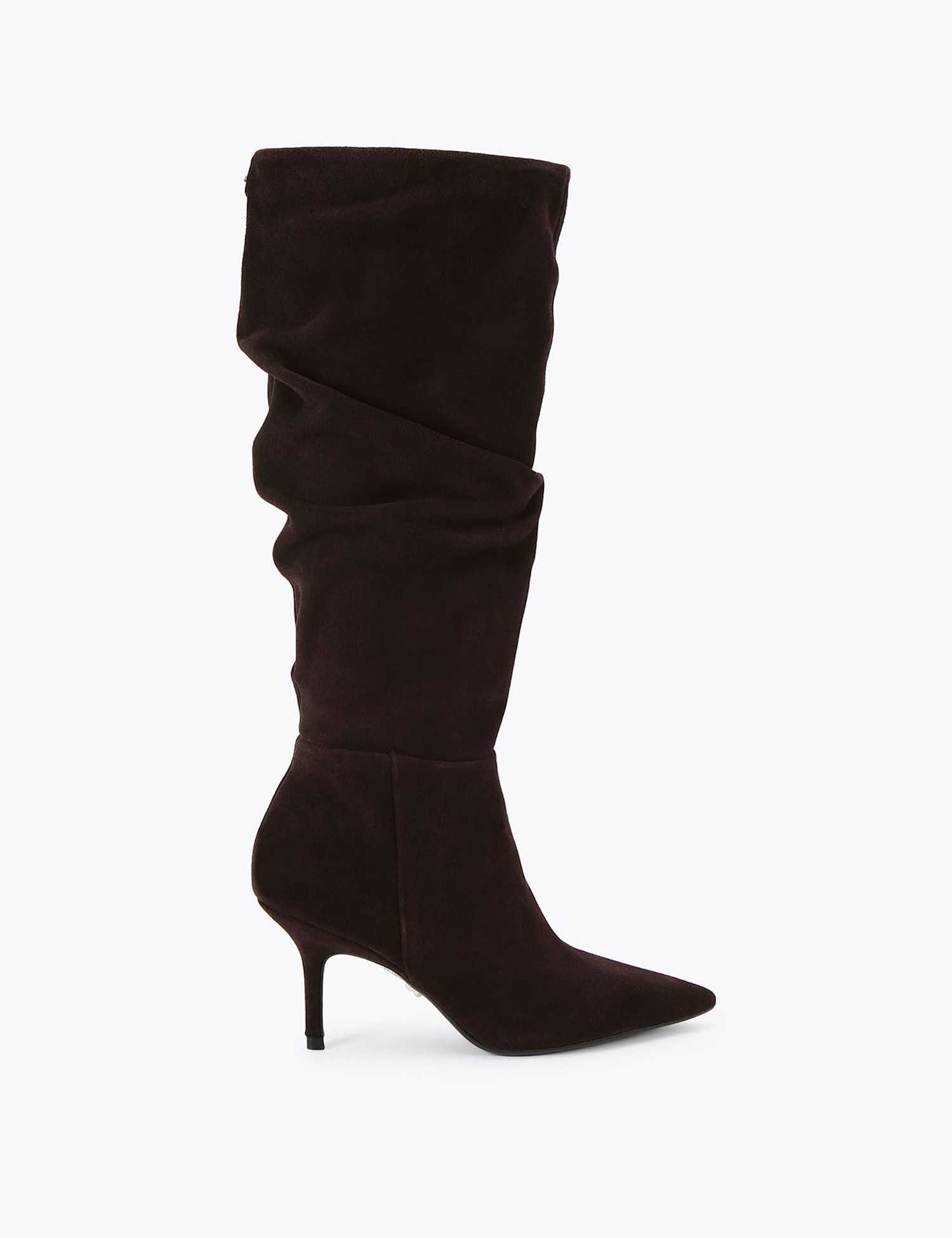 Carvela Suede Stiletto Heel Slouch Knee High Boots Brown
