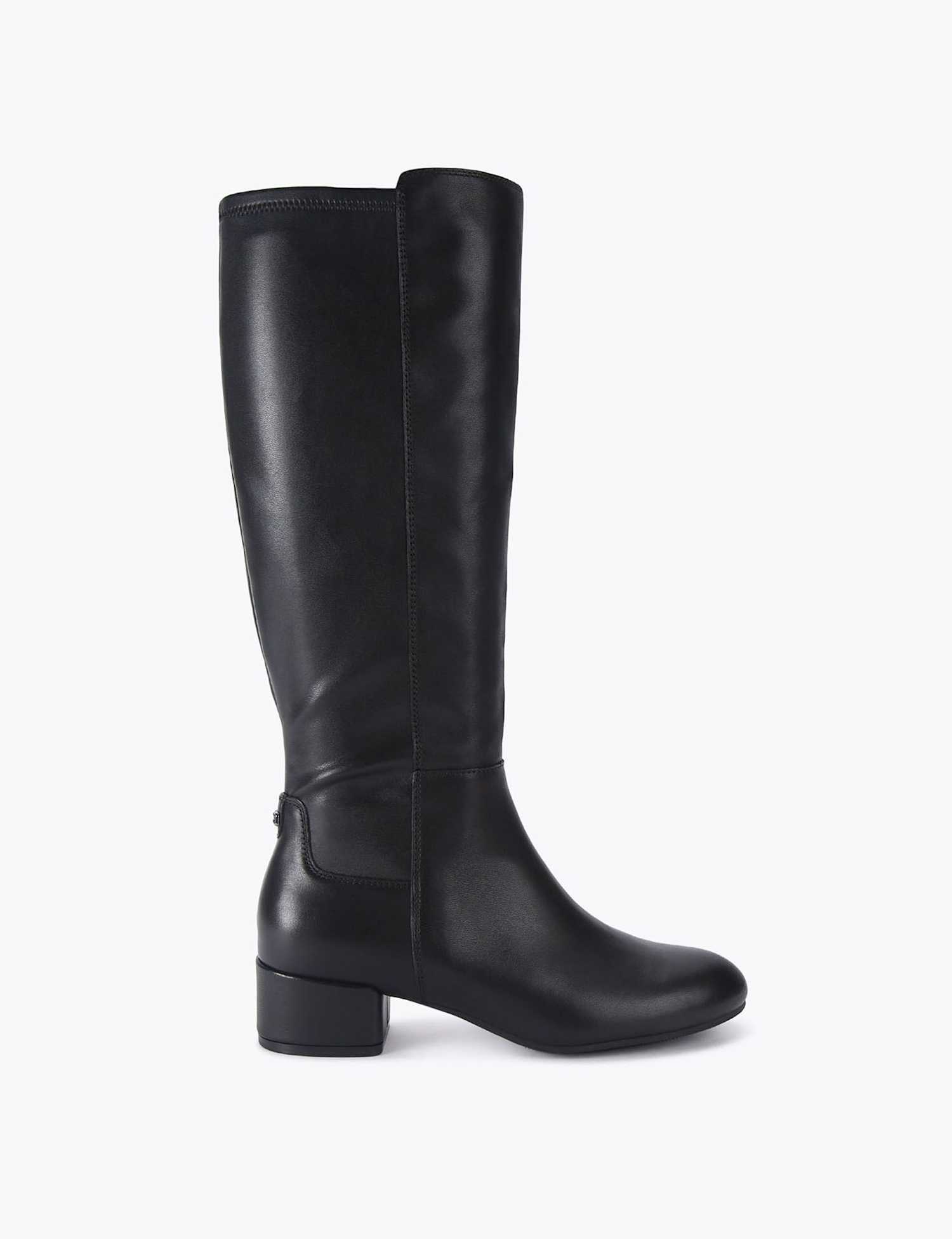 Carvela Leather Block Heel Knee High Boots Black
