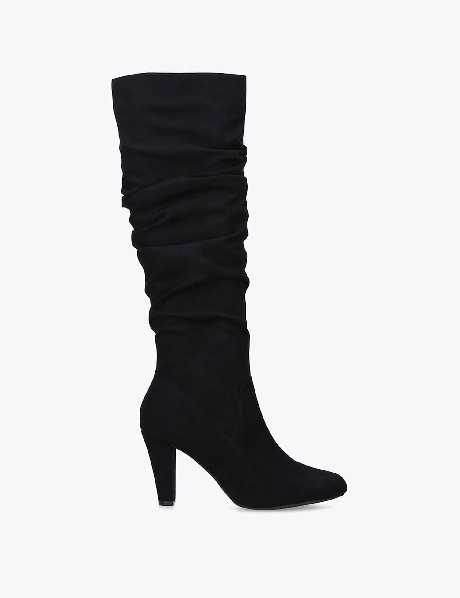 Carvela Ruched Block Heel Knee High Boots Black