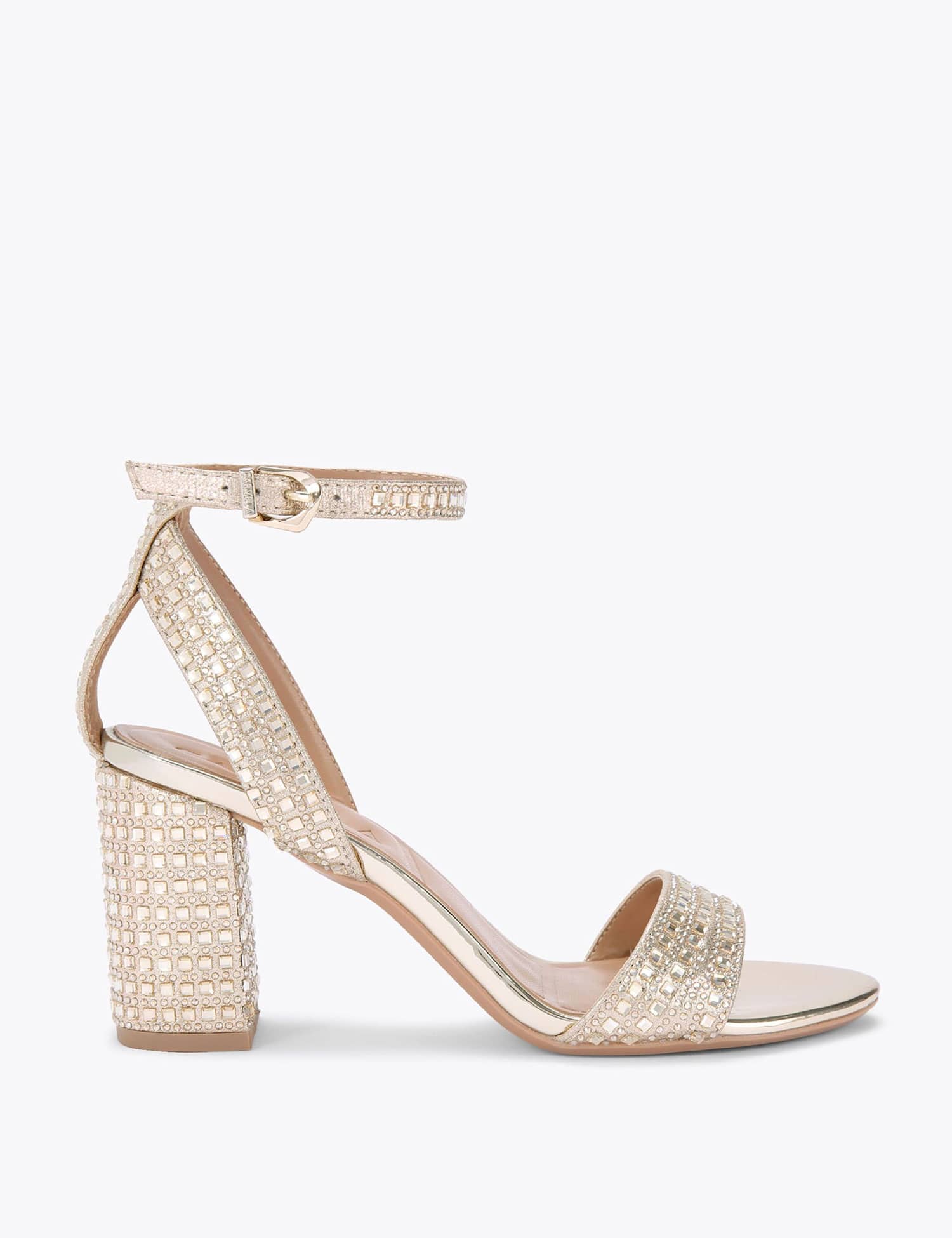 Carvela Sparkle Block Heel Sandals Gold
