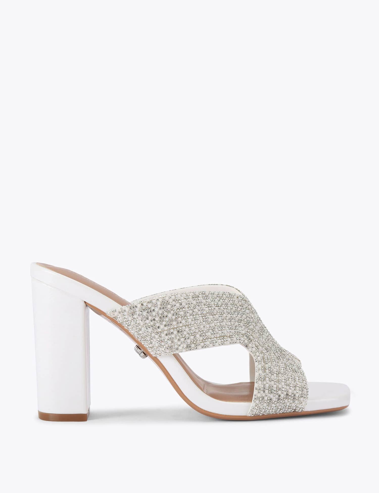 Carvela Embellished Block Heel Mules White