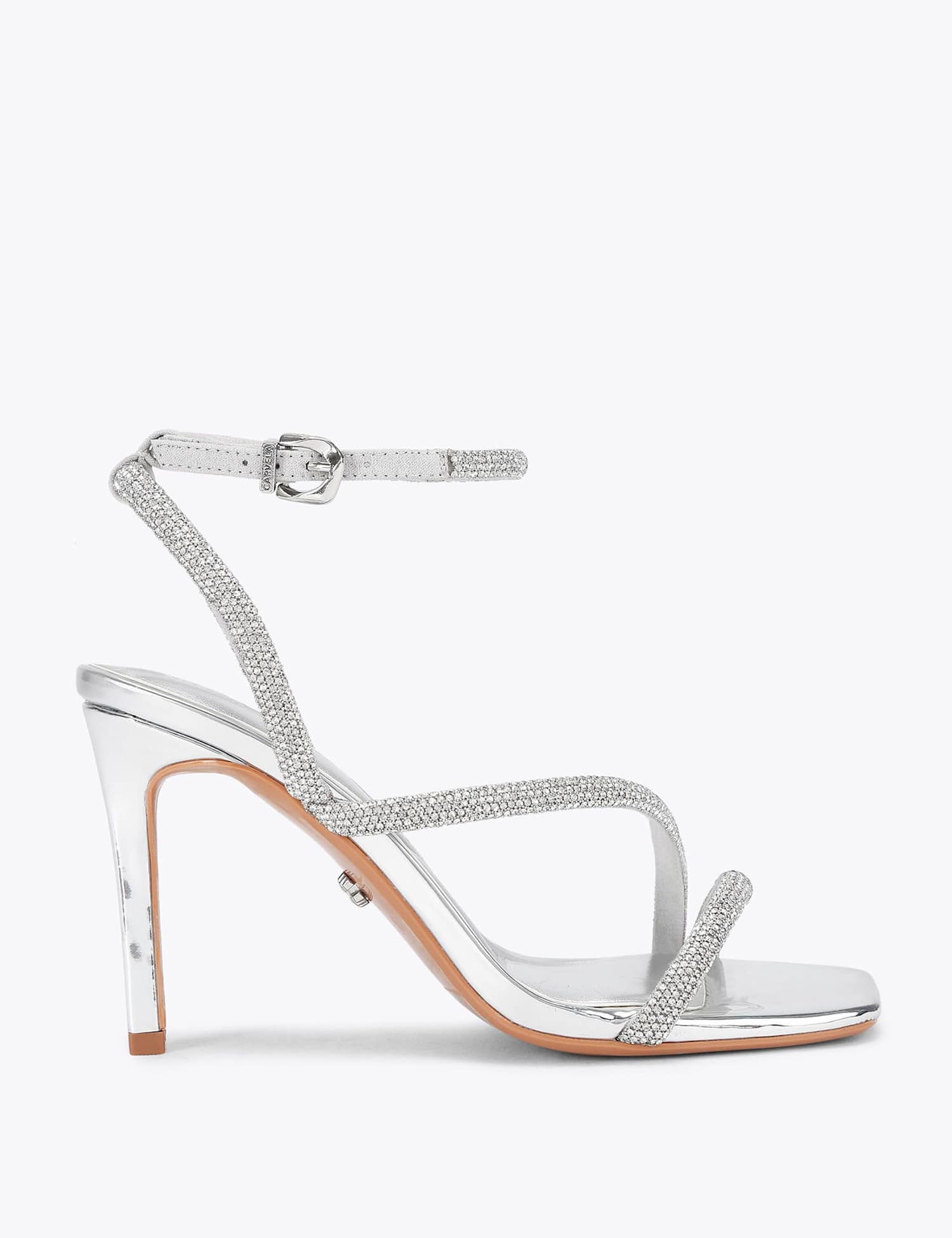 Carvela Wide Fit Sparkle Stiletto Heel Sandals Silver