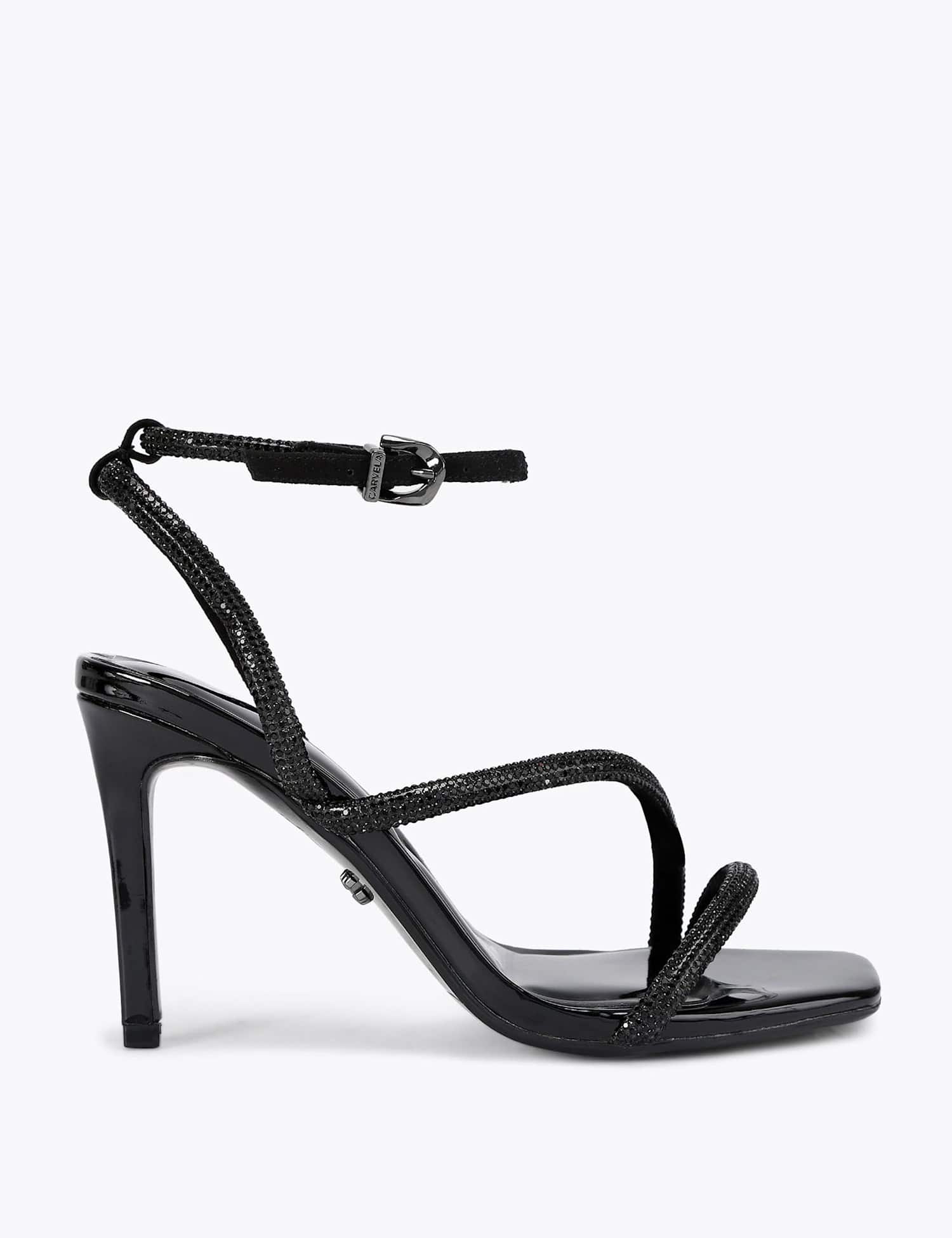 Carvela Wide Fit Sparkle Stiletto Heel Sandals Black