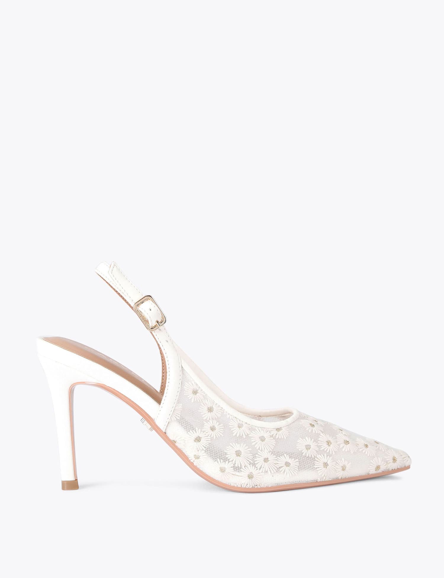 Carvela Mesh Daisy Stilletto Heel Slingbacks White