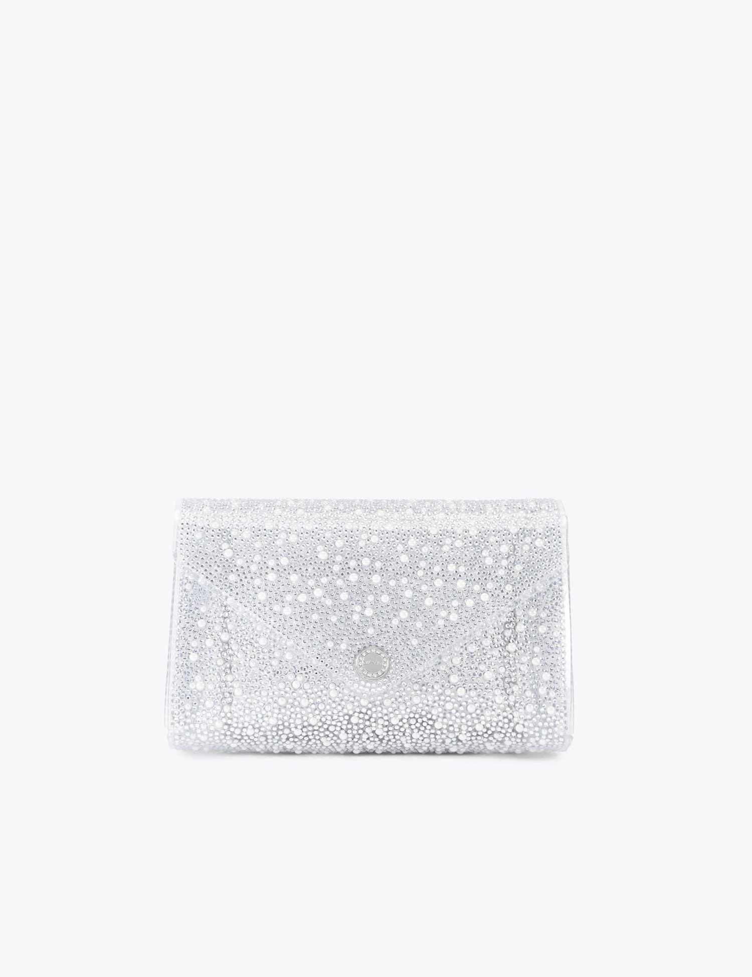 Carvela Embellished Chain Strap Clutch Bag White Mix