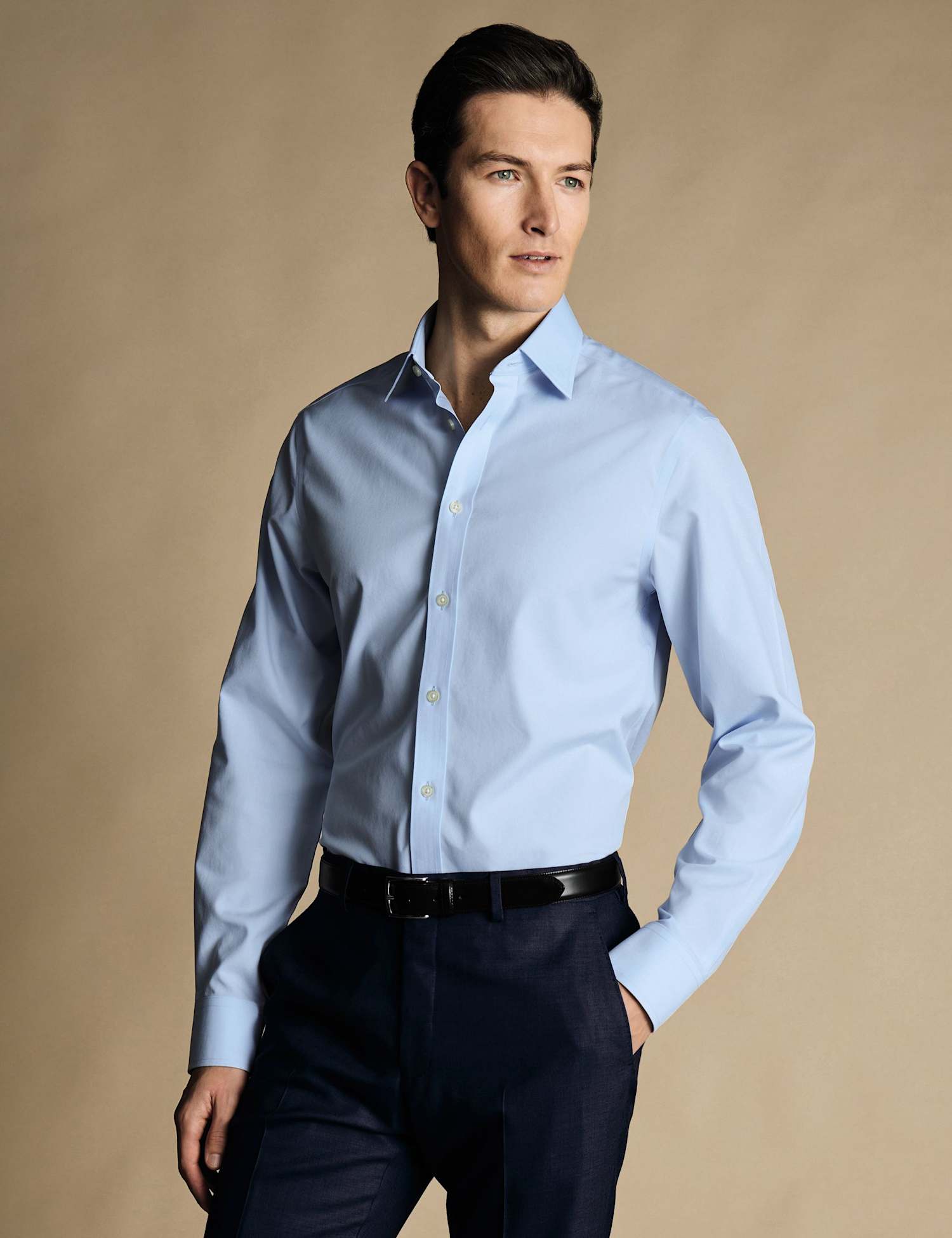 Charles Tyrwhitt Slim Fit Non Iron Pure Cotton Shirt Blue