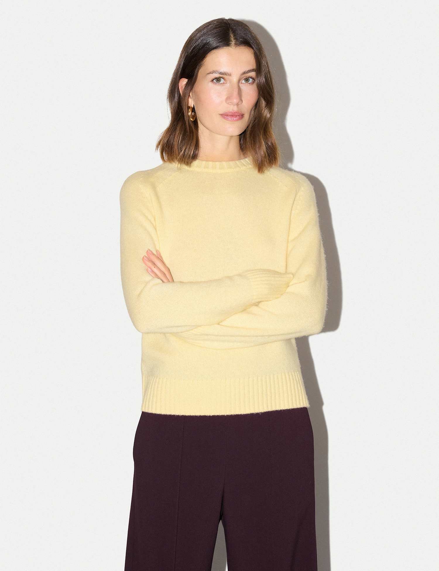 Jigsaw Wool Rich Saddle Crew Neck Jumper Yellow