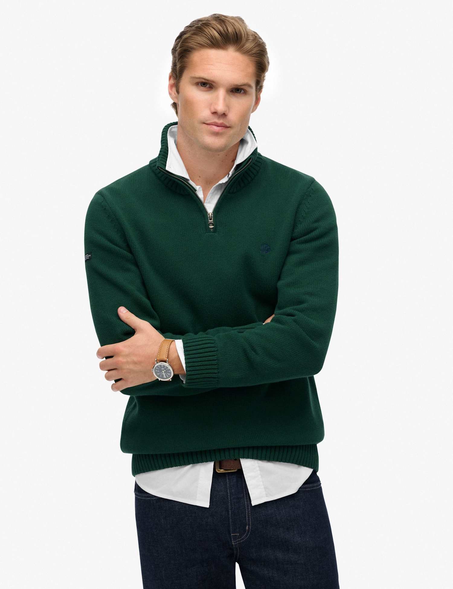 Superdry & Co Pure Cotton Half Zip Jumper Green