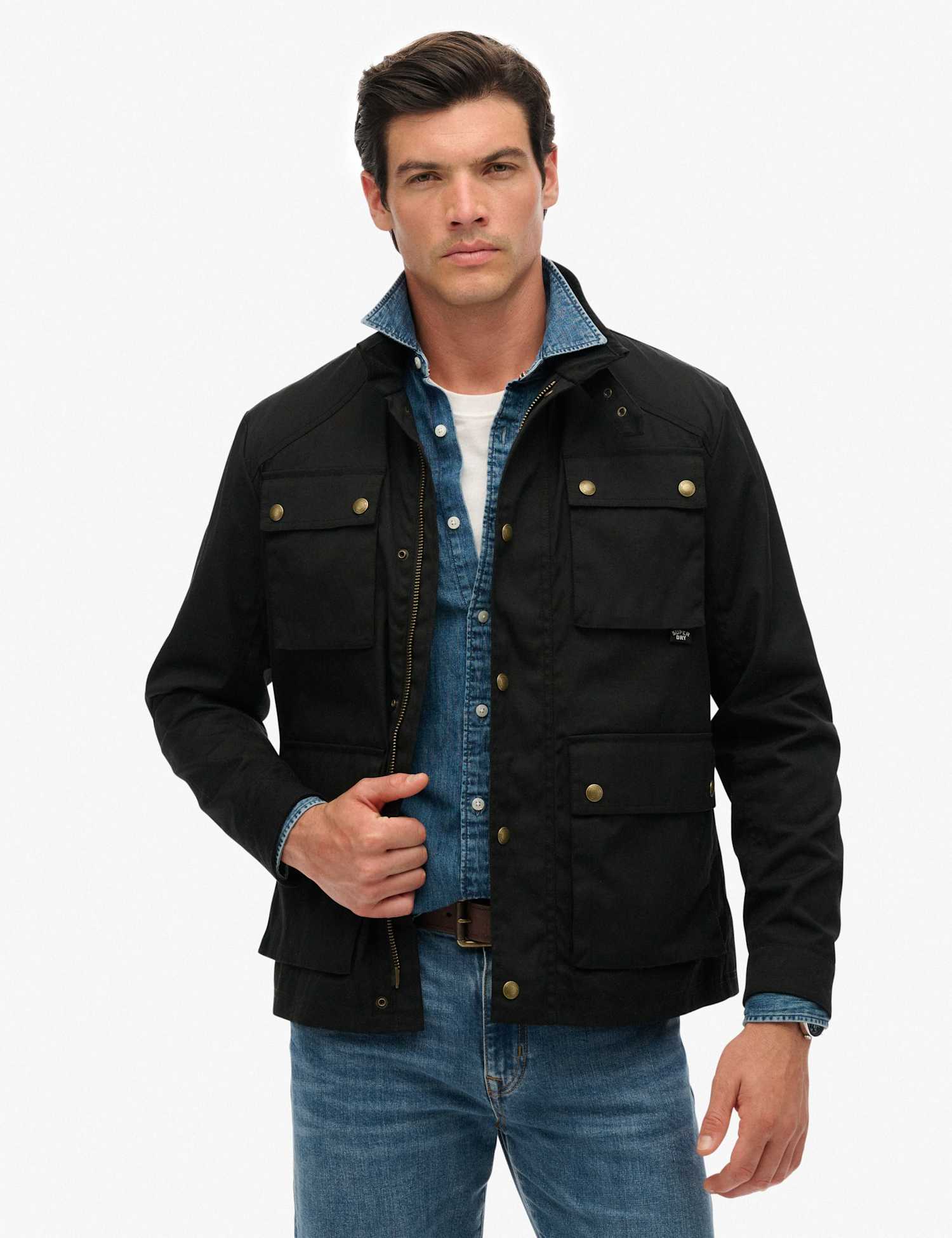 Superdry & Co Pure Cotton Wax Jacket Black