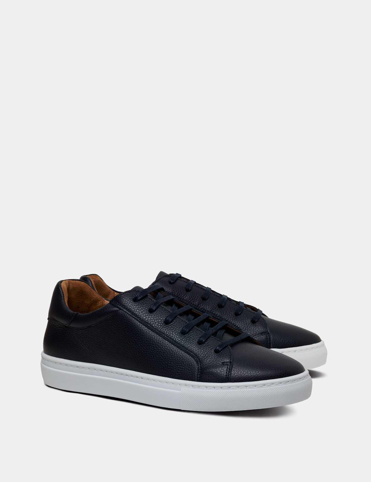 Hawes & Curtis Leather Lace Up Trainers Navy