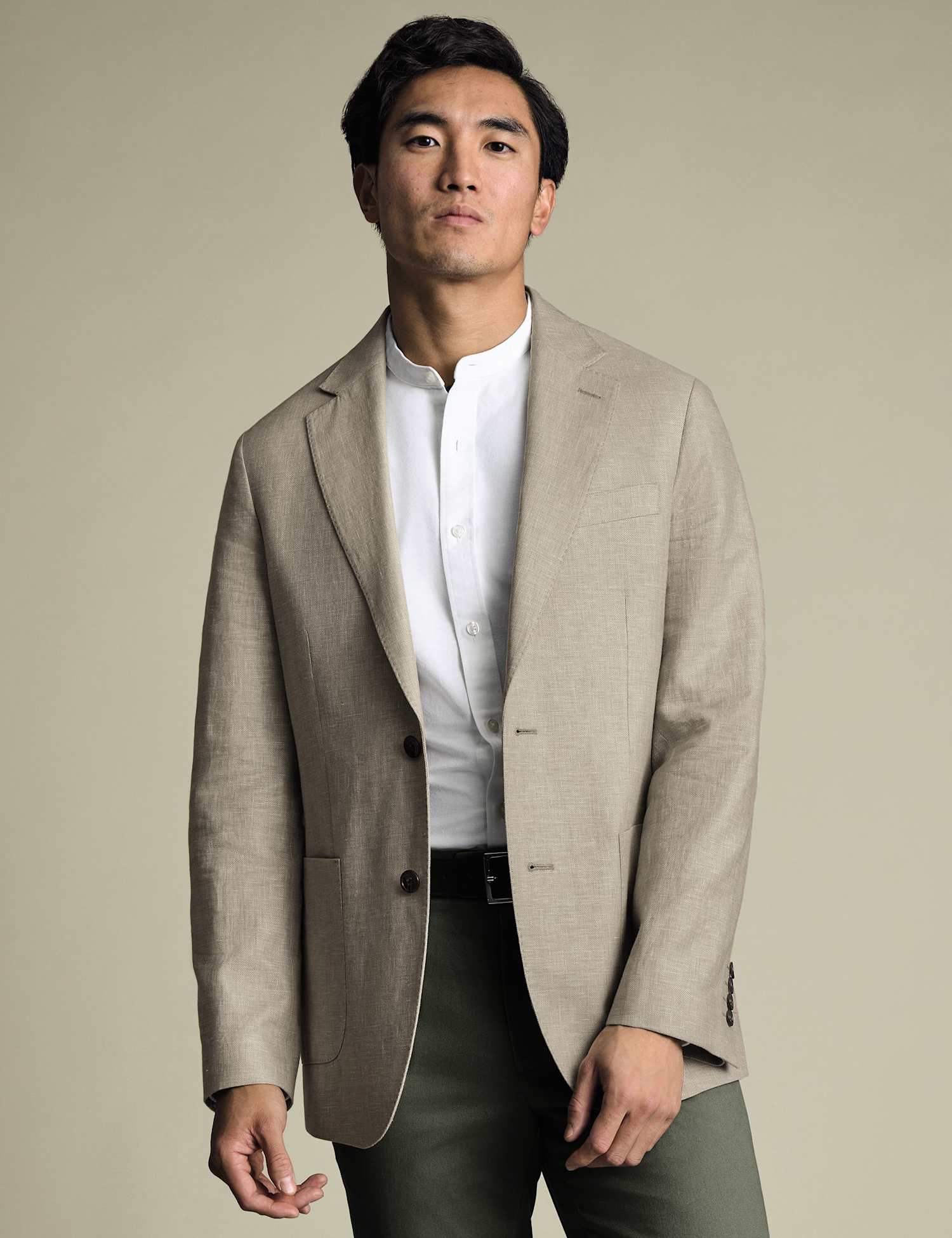 Charles Tyrwhitt Slim Fit Cotton Linen Blend Jacket Stone