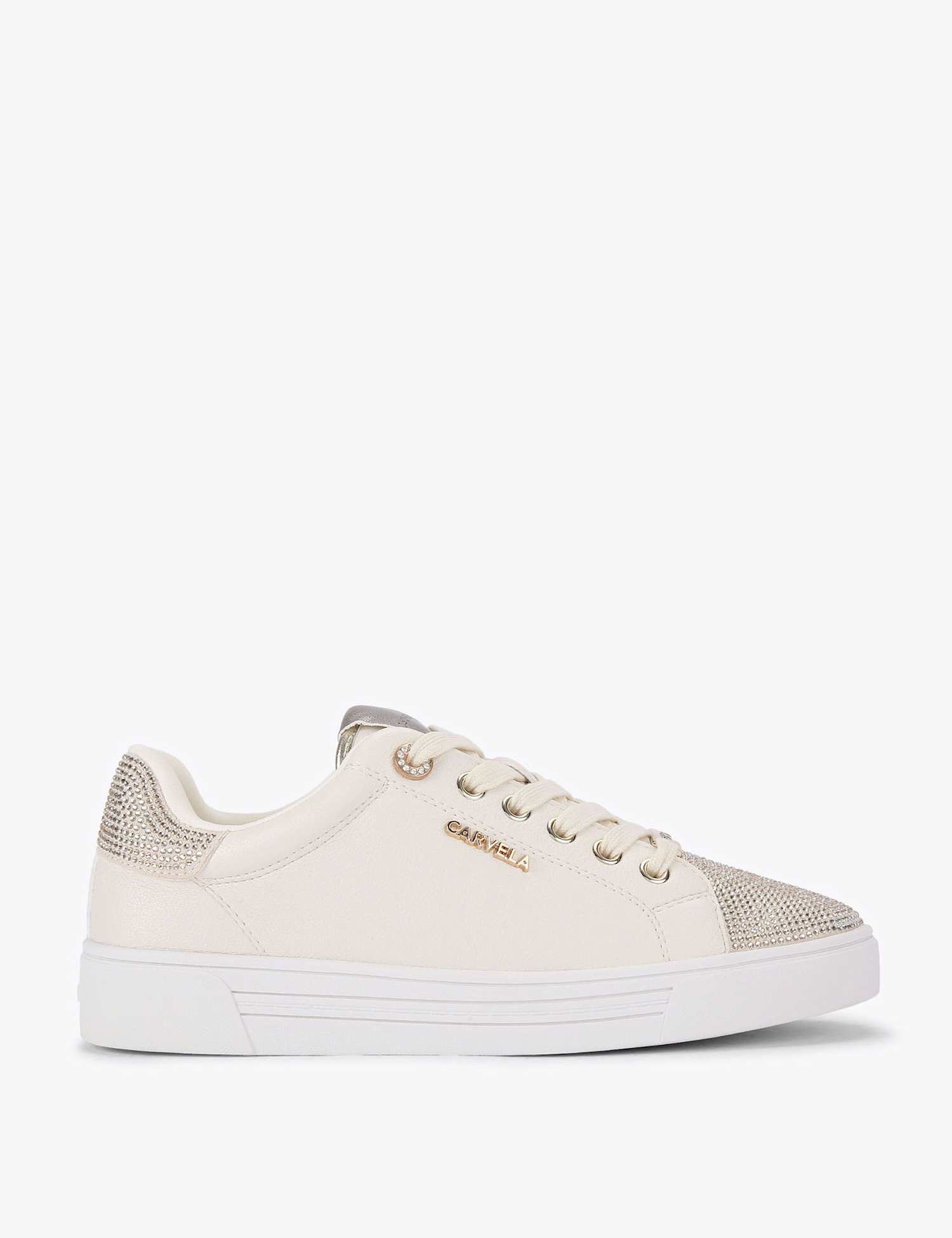 Carvela Metallic Embellished Toe Cap Cupsole Trainers Gold
