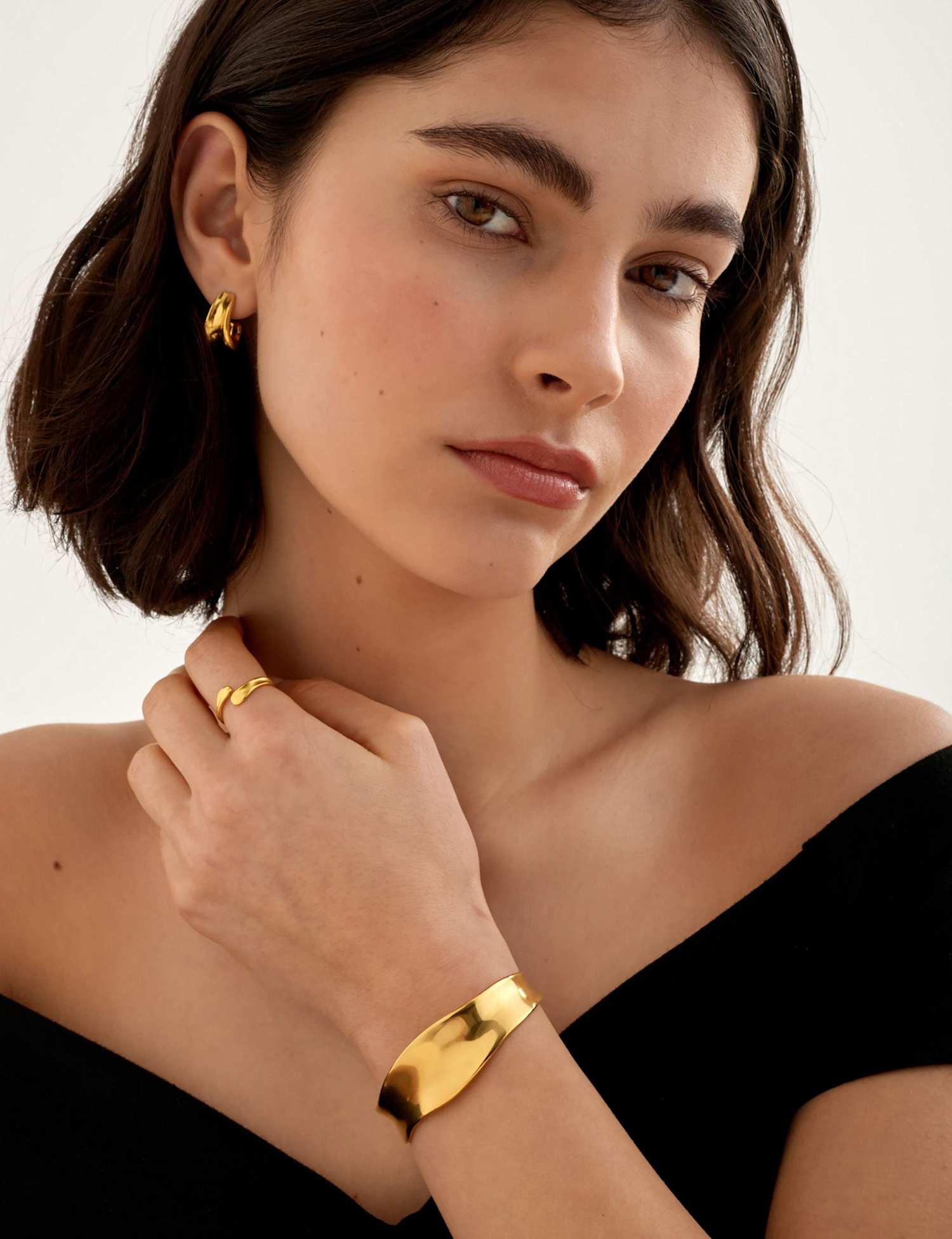 Katie Loxton Gold Plated Waterproof Cuff Bangle Gold