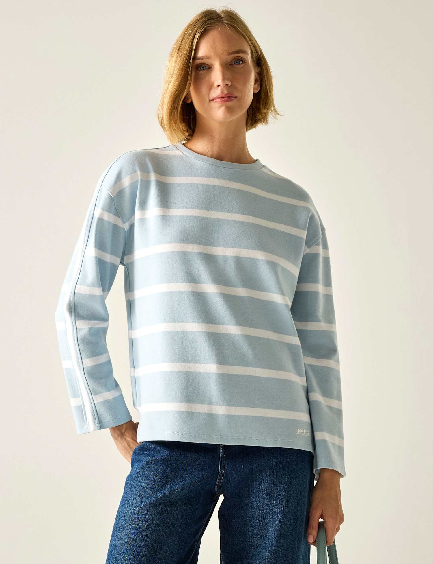 Regatta Avira Cotton Rich Striped Sweatshirt Blue Mix