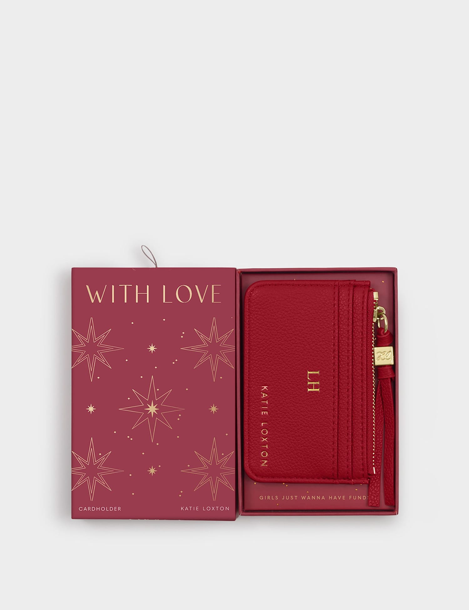 Katie Loxton Personalised Faux Leather Cardholder in Gift Box Red