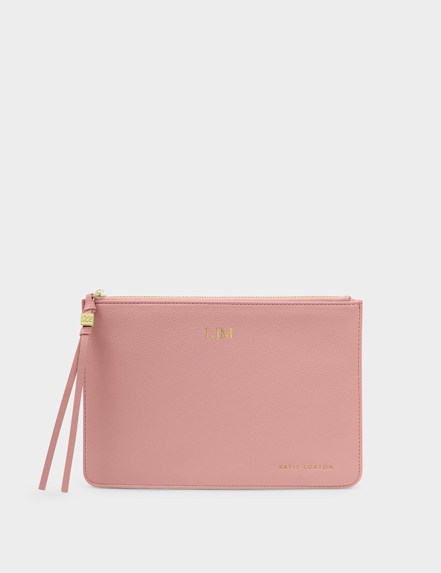 Katie Loxton Personalised Faux Leather Tassel Charm Purse Pink