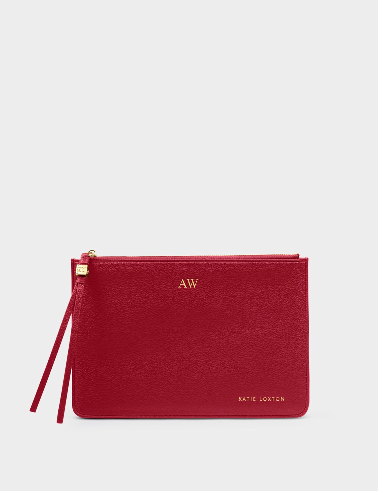 Katie Loxton Personalised Faux Leather Tassel Charm Purse Red