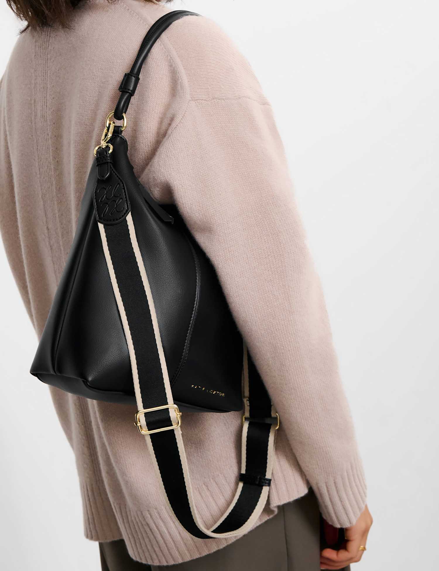 Katie Loxton Personalised Faux Leather Satchel Black