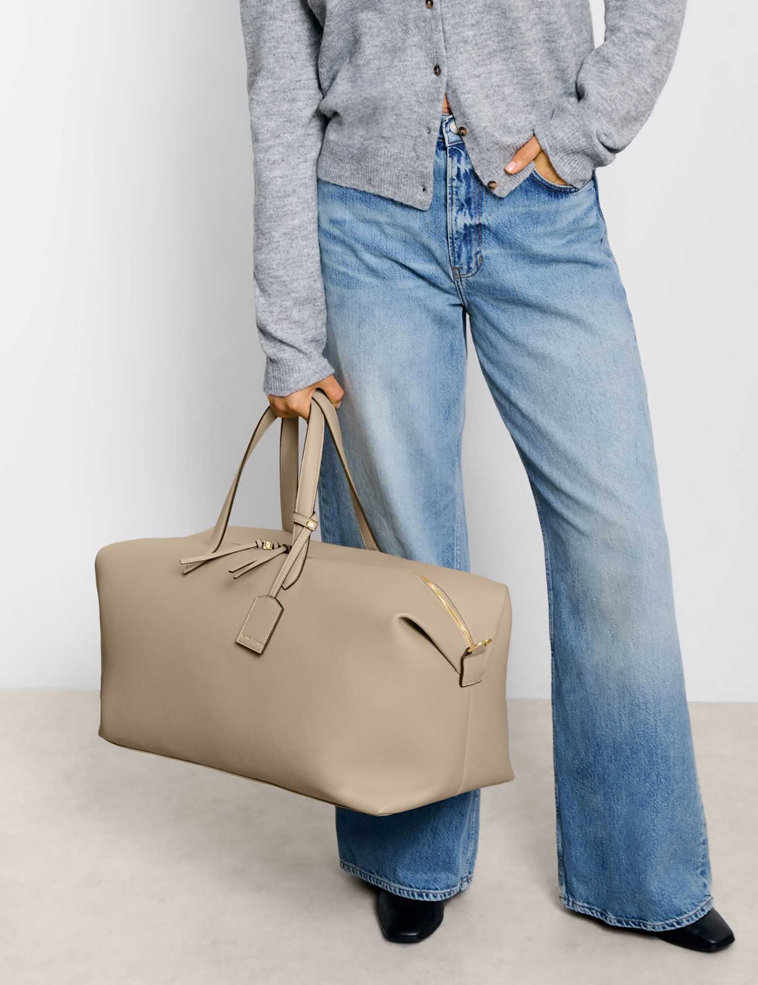 Katie Loxton Personalised Faux Leather Weekend Bag Taupe