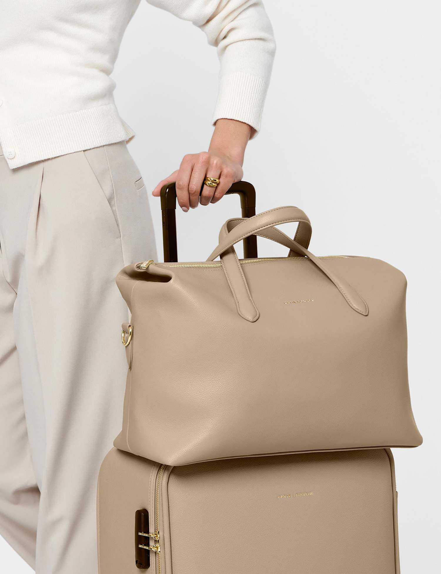 Katie Loxton Personalised Faux Leather Weekend Bag Taupe