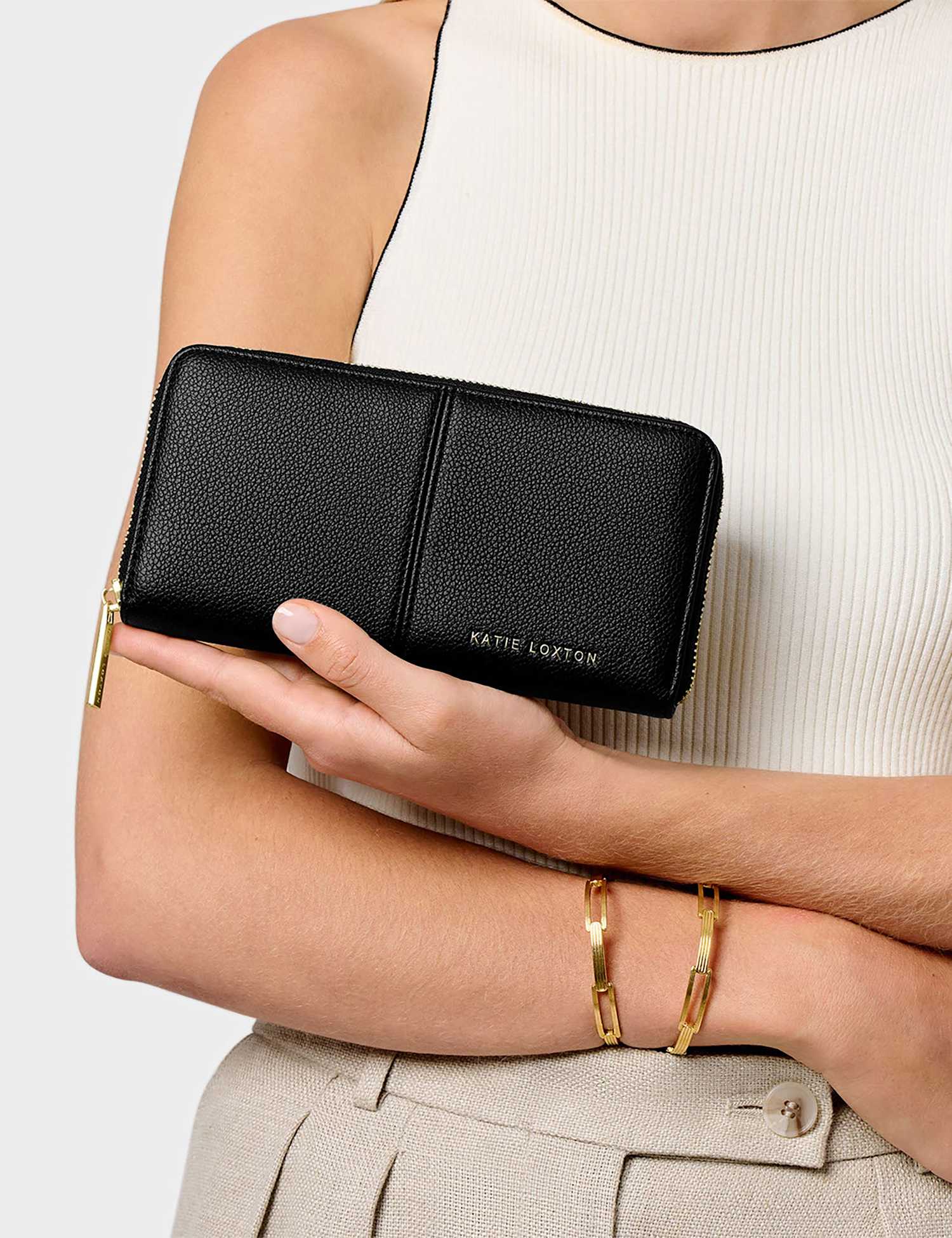 Katie Loxton Personalised Faux Leather Purse Black