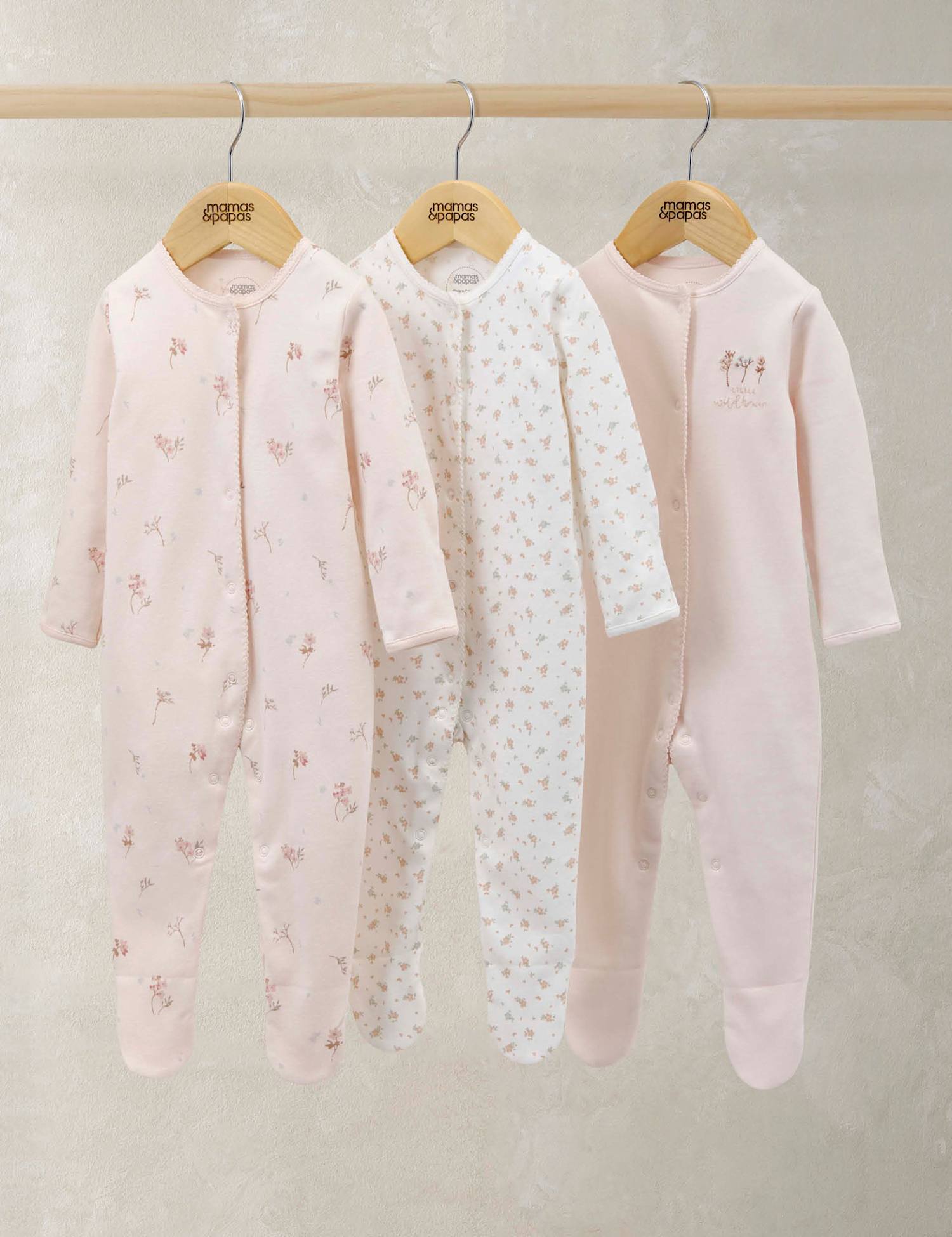 Mamas & Papas 3 Pack Ditsy Floral Sleepsuits (0-24 Mths) Multi