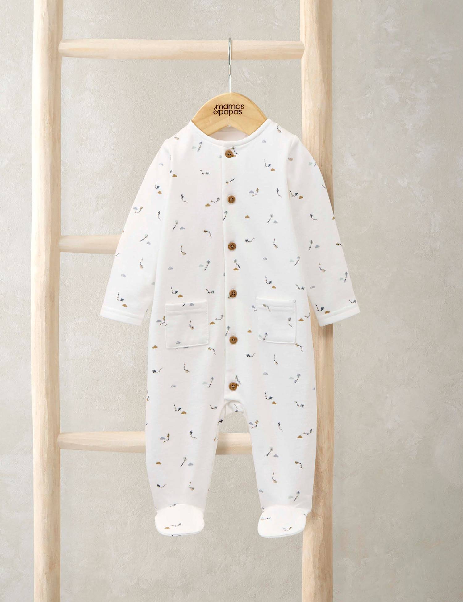 Mamas & Papas Pure Cotton Kite Print All In One (0-9 Mths) White
