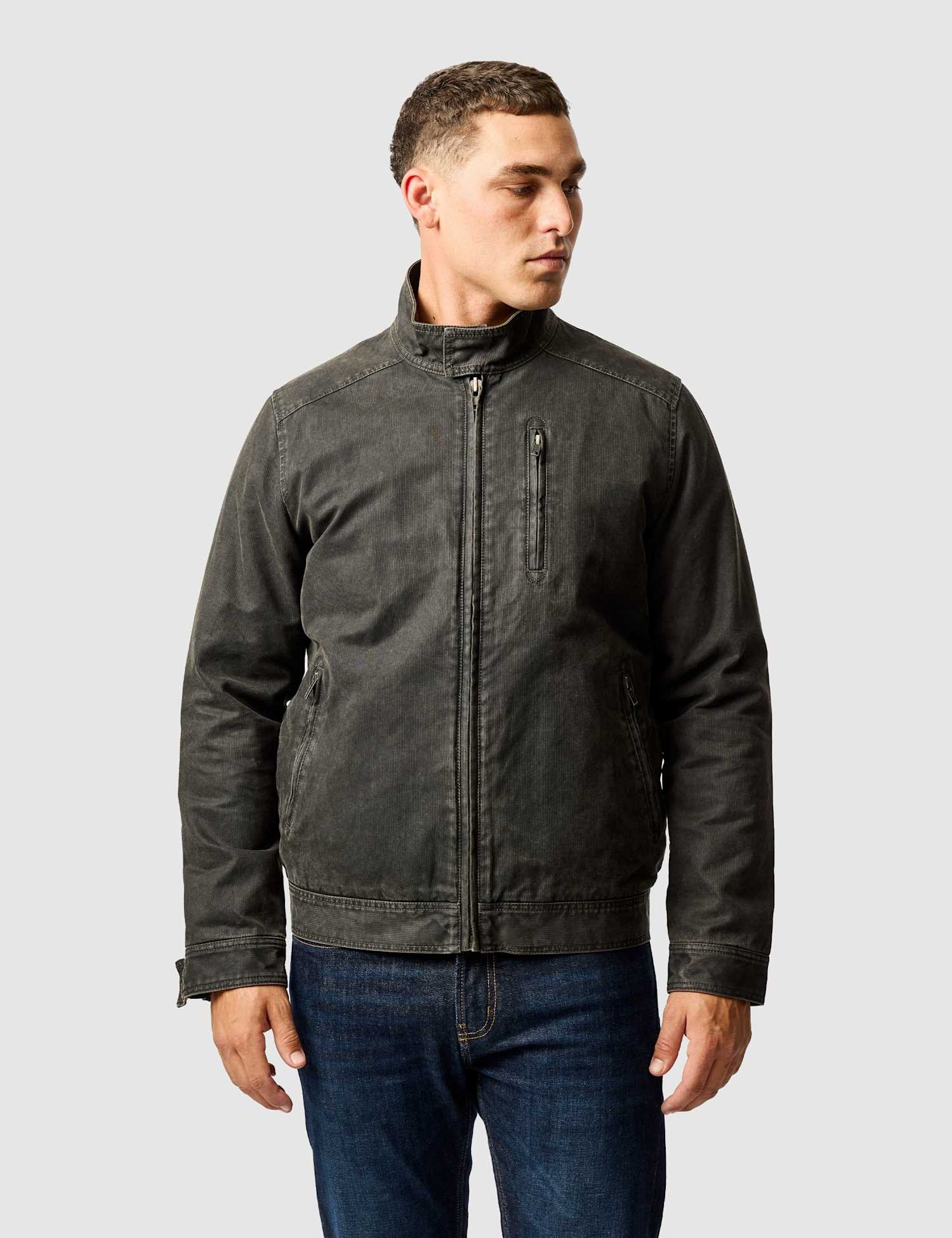 Rodd & Gunn The Jack Canvas Harrington Jacket Dark Brown