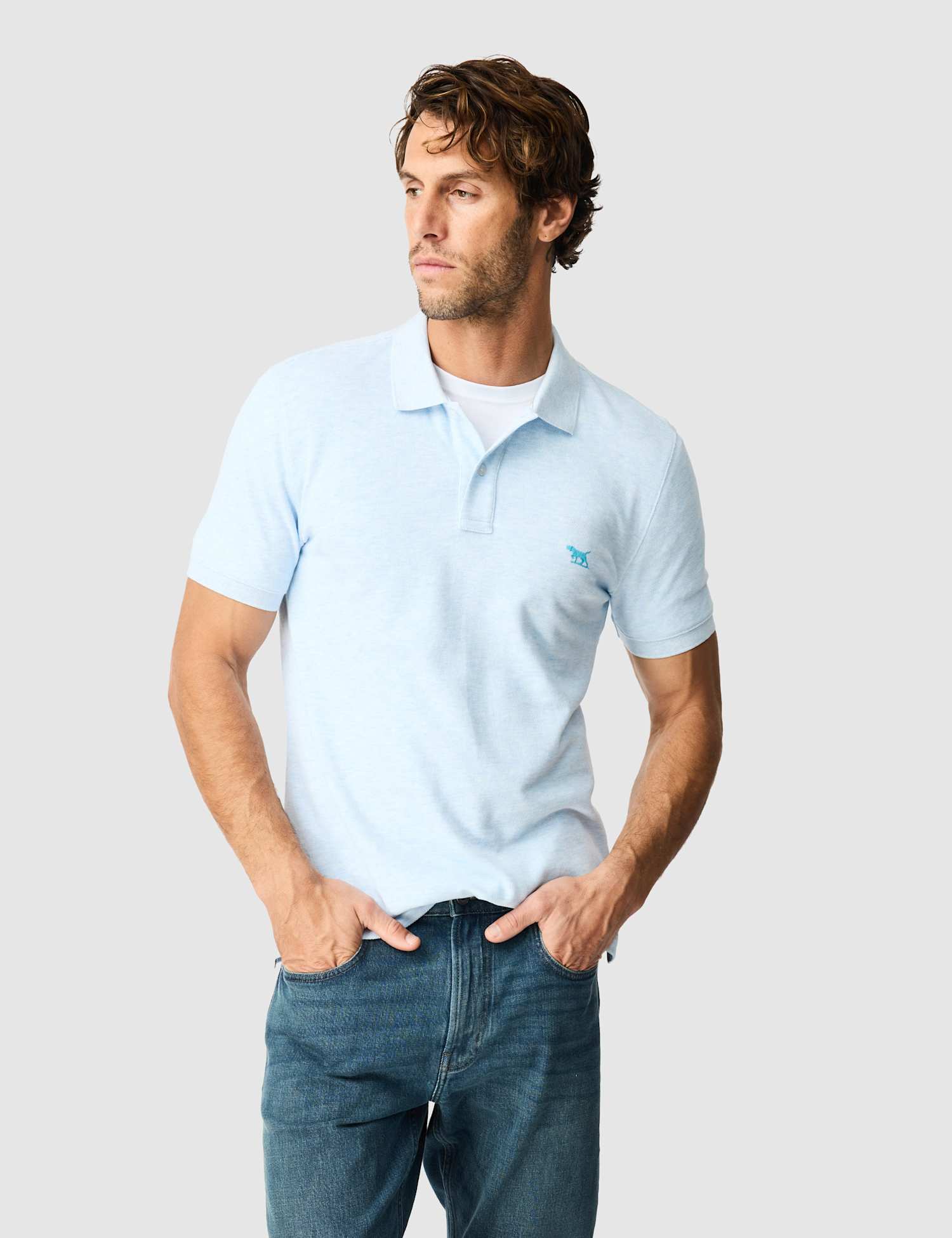 Rodd & Gunn Gunn Slim Fit Pure Cotton Polo Shirt Bright Blue