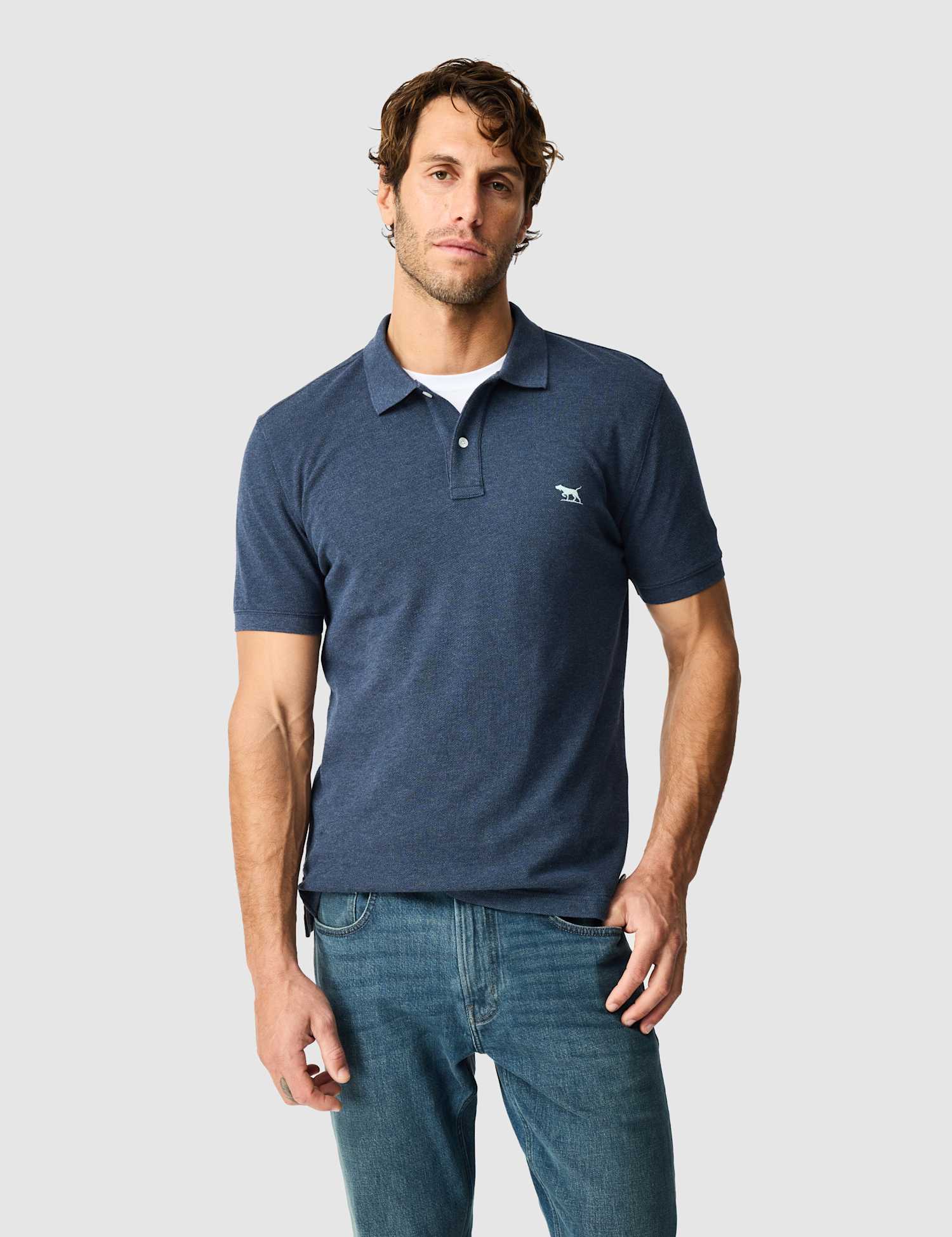 Rodd & Gunn Gunn Slim Fit Pure Cotton Polo Shirt Dark Navy Mix